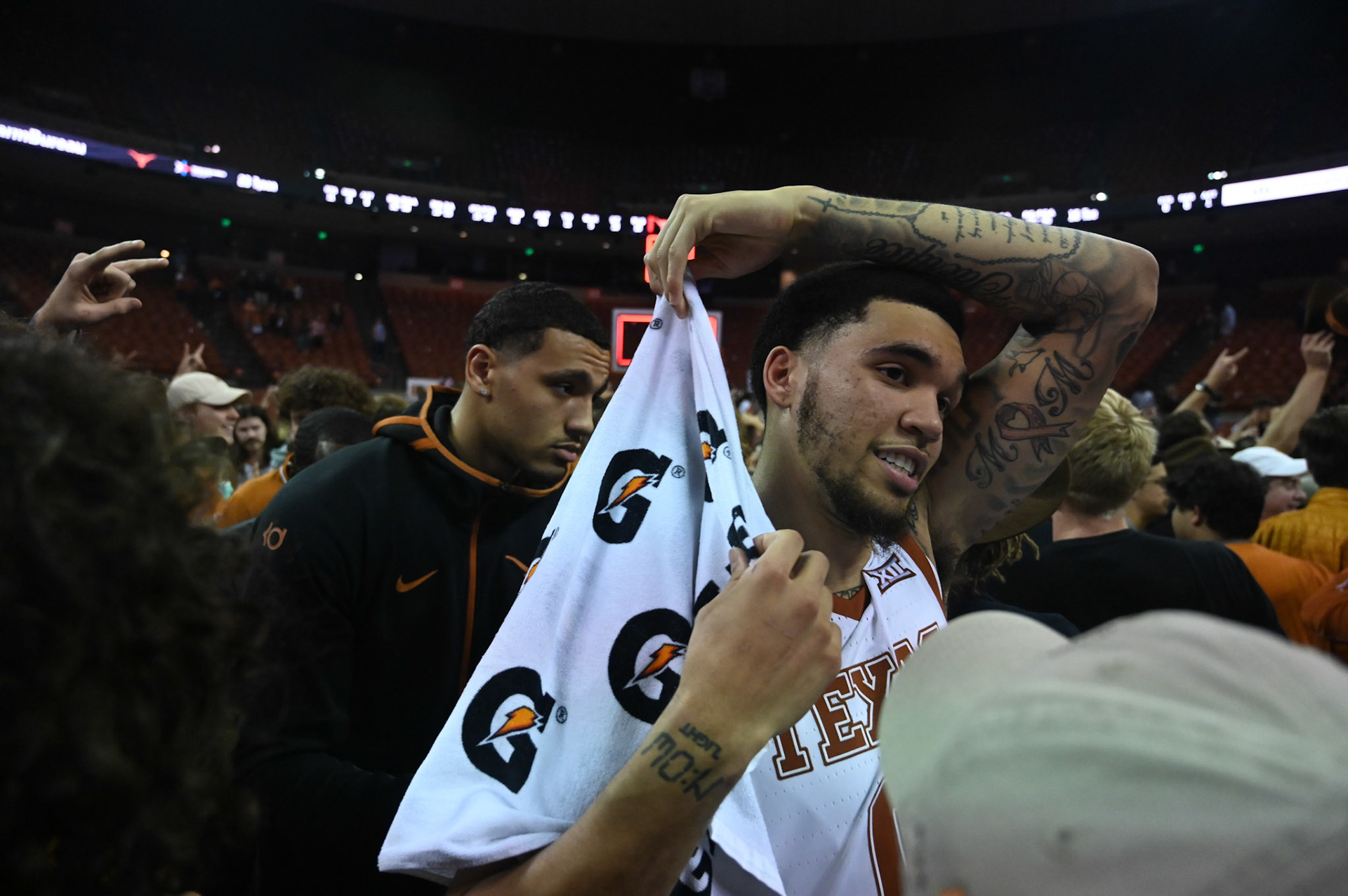 Timmy Allen exits the court after the season-opening game against Houston Baptist. 