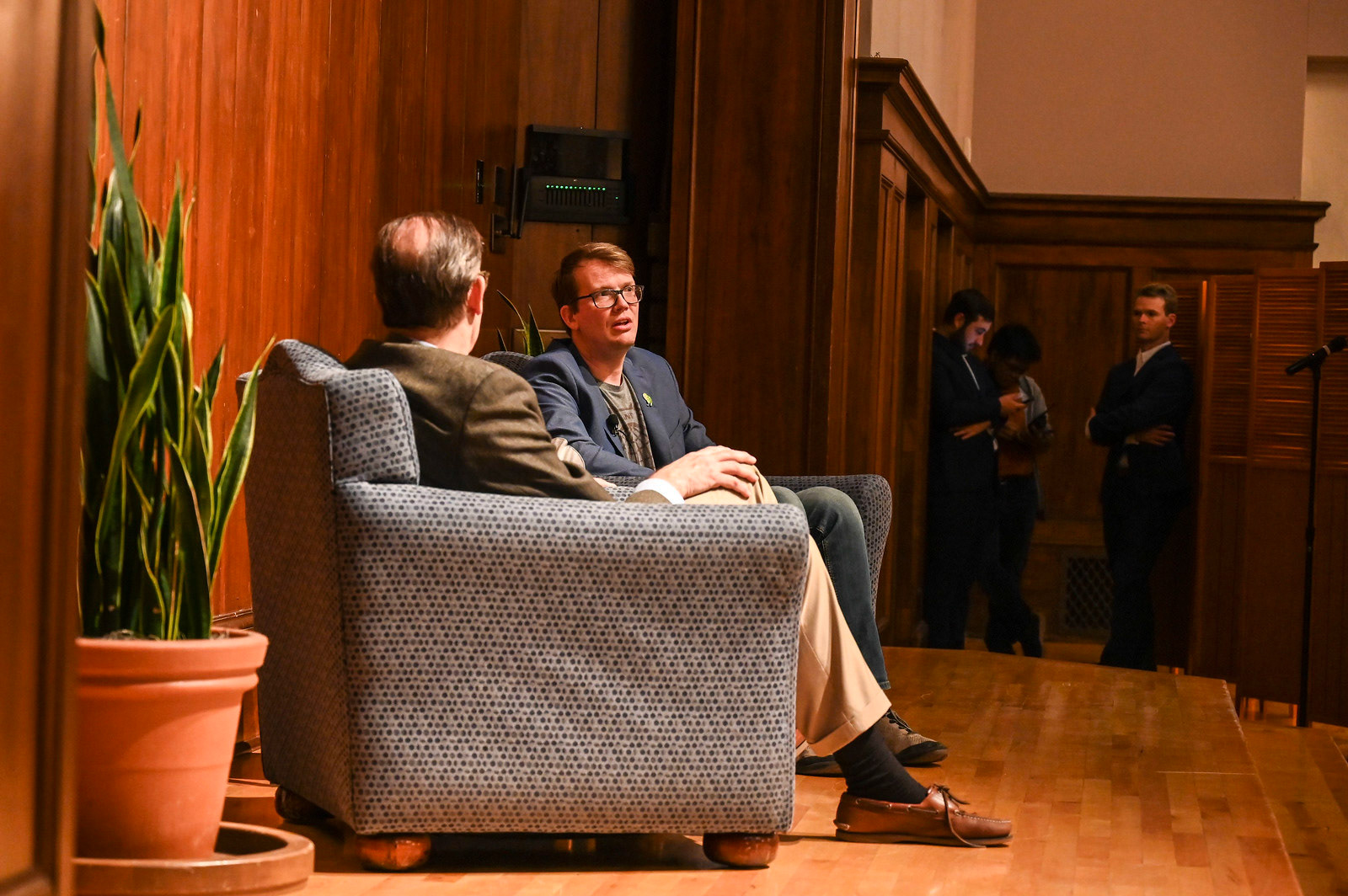 Content creator Hank Green answers audience questions, drawn out of a basket, including what his favorite conspiracy theory is. During the conversation, Green said he has plans to remake the biology crash courses with UT chemistry professor Kate Biberdorf, known for her educational chemistry video series Kate the Chemist.