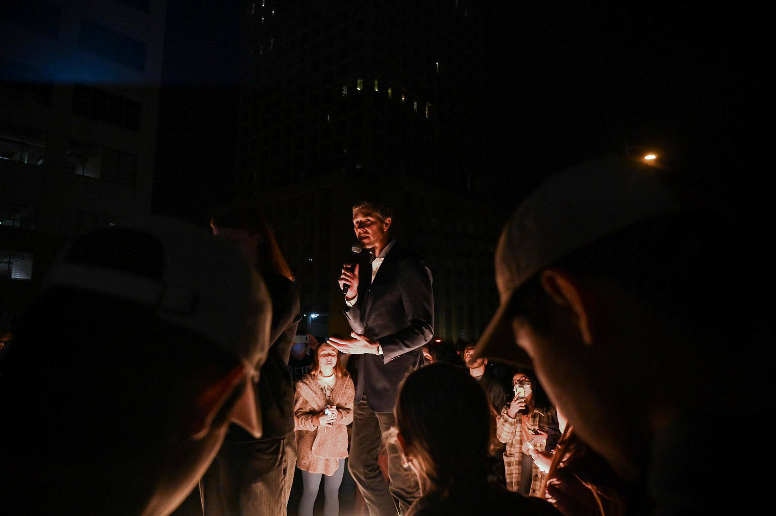 Gubernatorial candidate Beto O'Rourke speaks at AFL-CIO by the State Capitol on Feb. 9, 2022. O'Rourke called for the reform of Texas infrastructure after the ERCOT power failures during winter Storm Uri in Feb. 2021.  