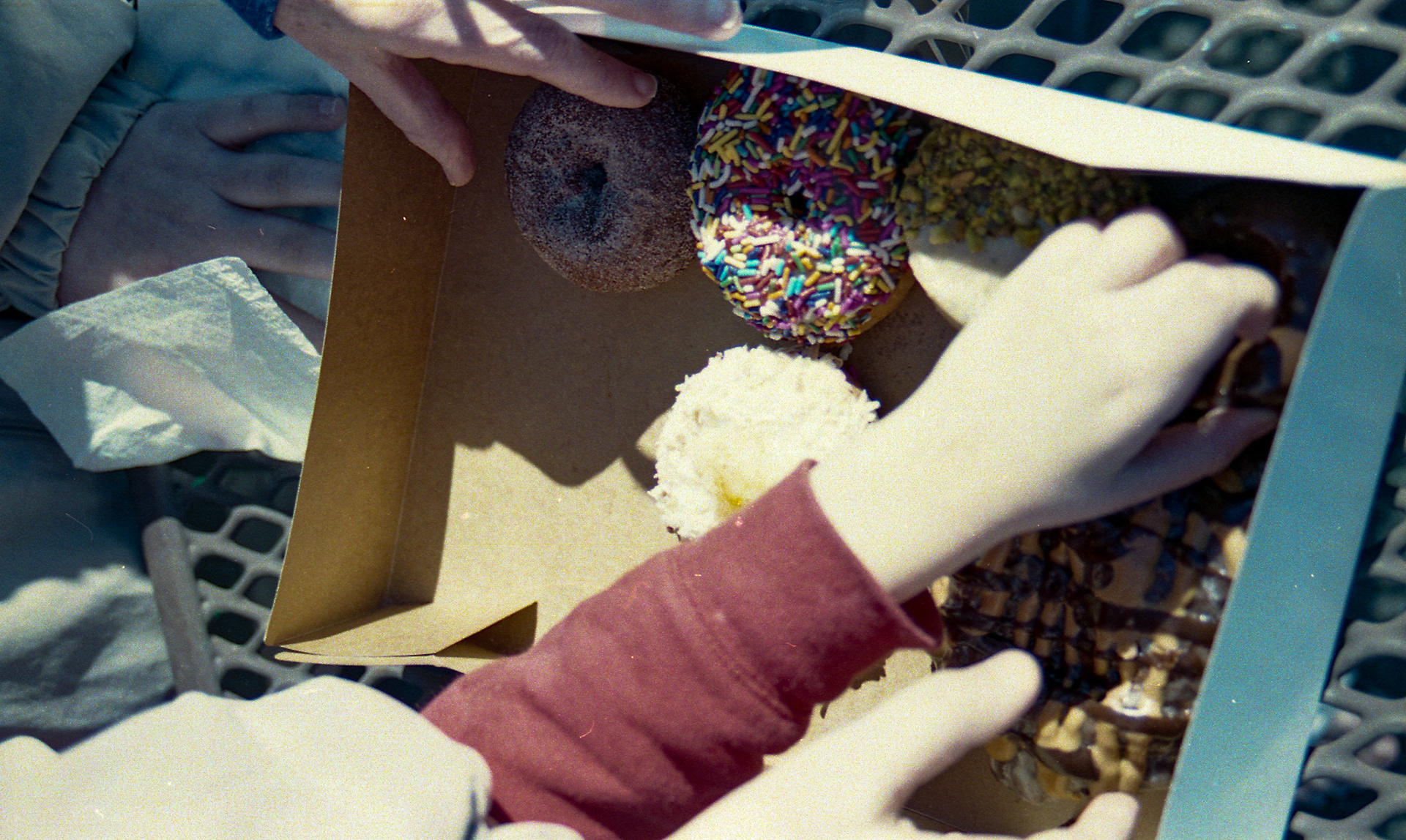First grab for donuts at White Rock Lake with mom, Sami and Ali.