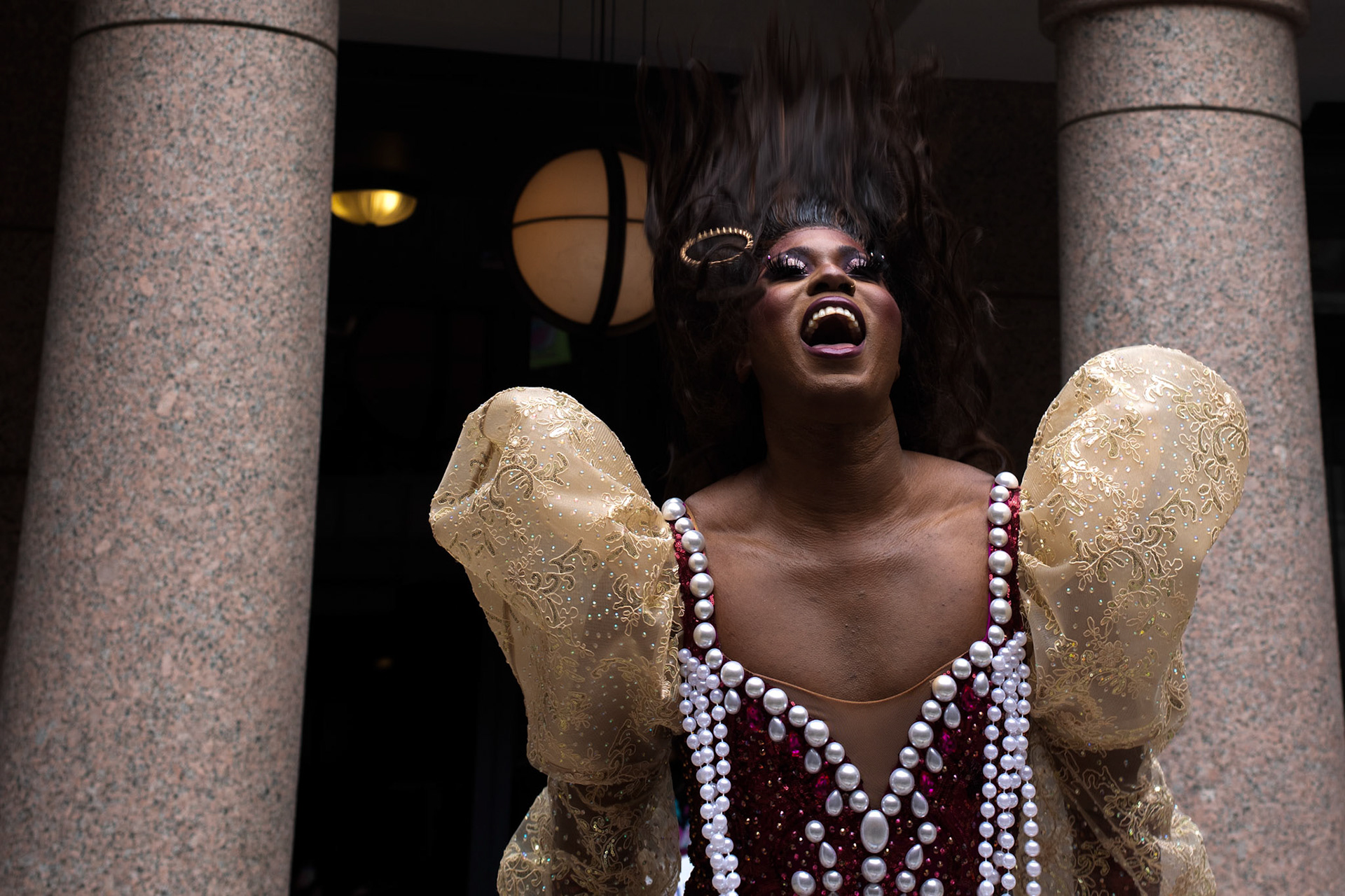 Drag queen Natalie Hole performs in the Capitol Rotunda during the Youth Capitol Takeover on Mar. 29, 2023.