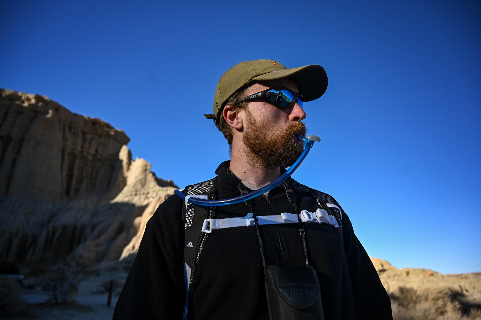 Alec is ready for the long hike. He's equipped with binoculars and a backpack Baba gifted him years ago. 