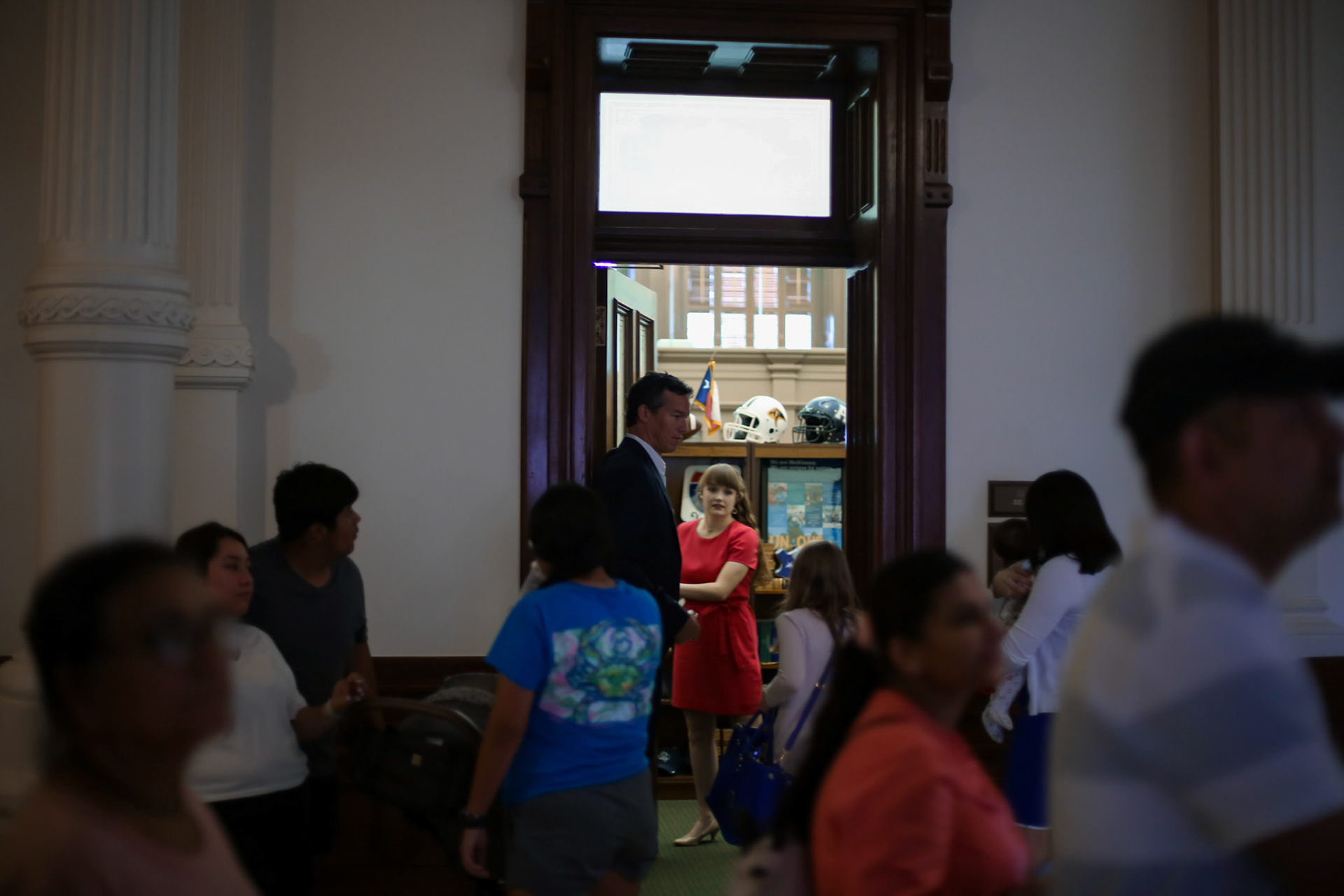 Visitors enter Angela Paxton’s office at the state capitol on the last day of the regular legislative session, May 29, 2023.