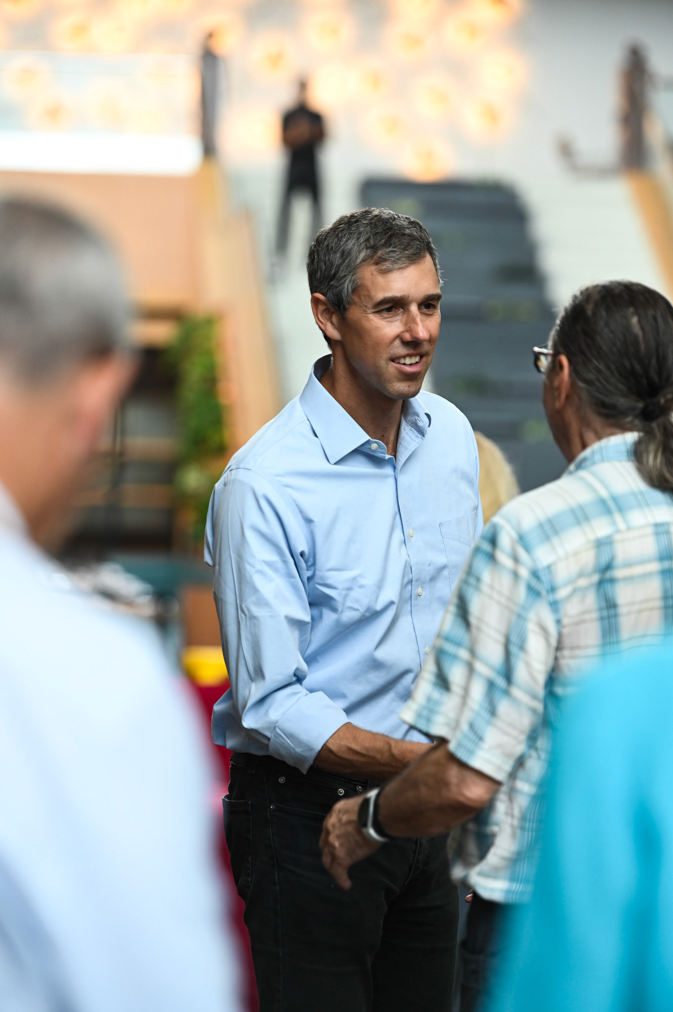 Gubernatorial candidate Beto O'Rourke greets Texas Tribune Fest attendees at his book signing on Sept. 24, 2022.