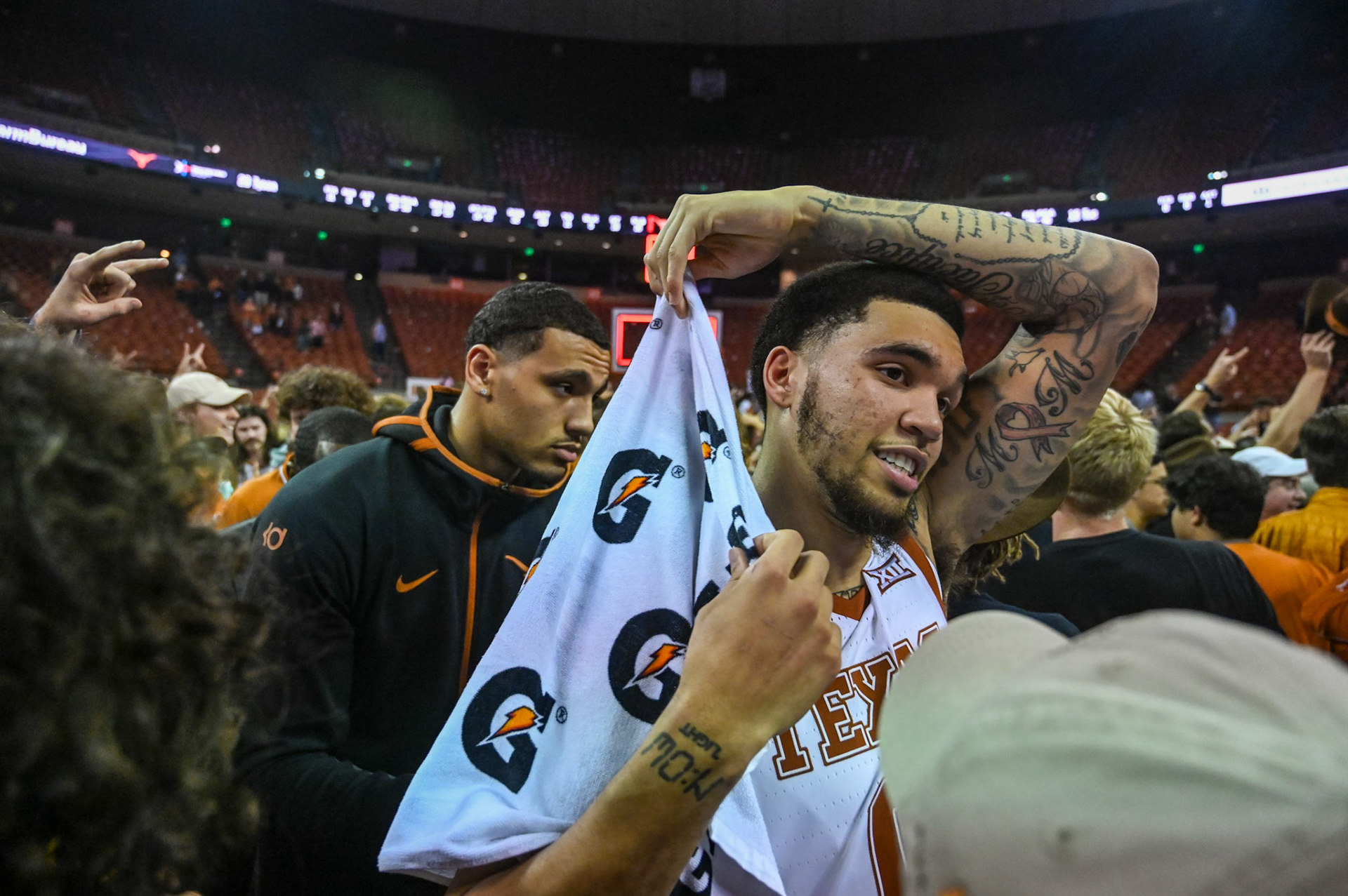 Timmy Allen exits the court after the season-opening game against Houston Baptist. 