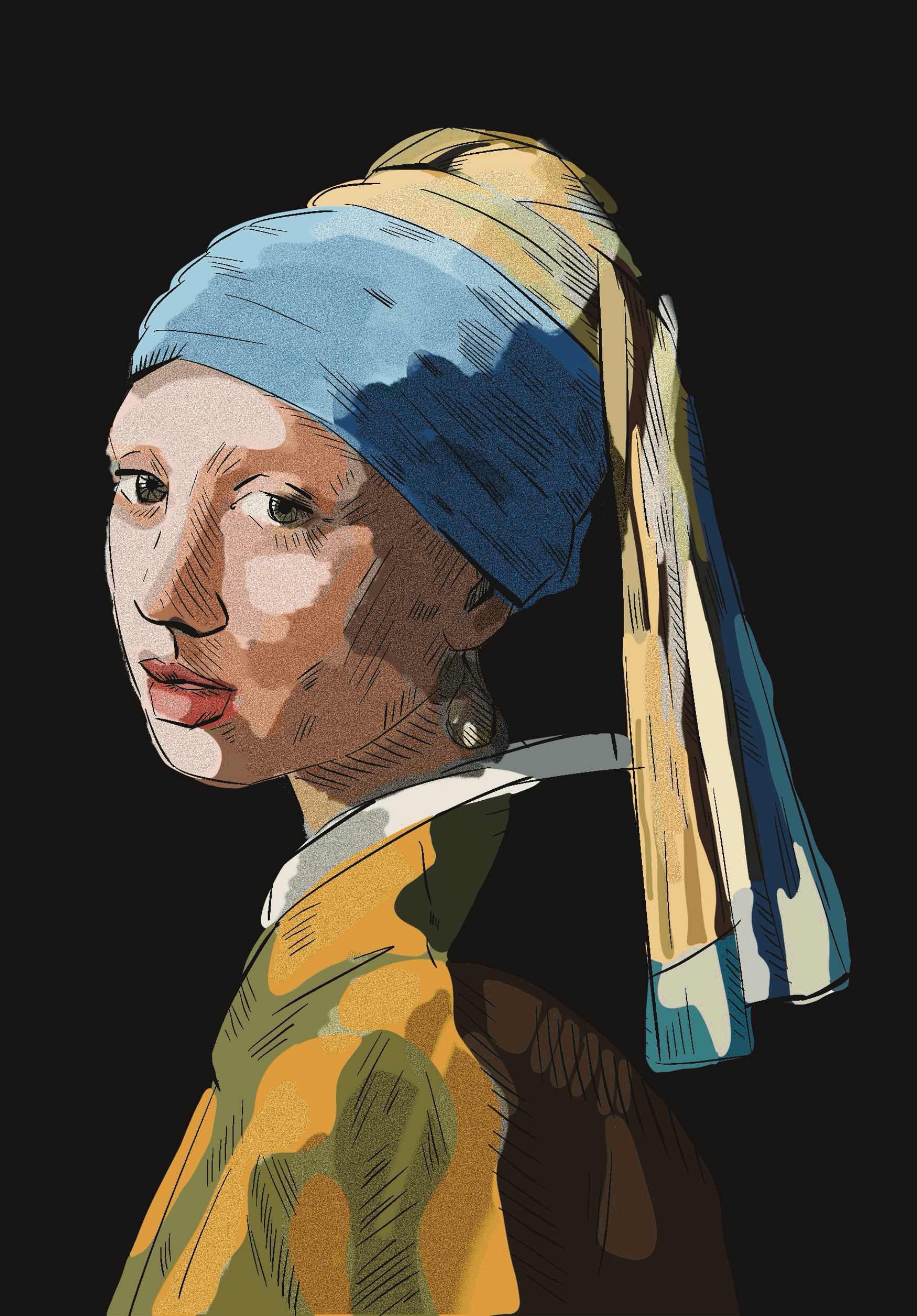 "Das Mädchen mit dem Perlenohrring" in verschiedenen Stilen