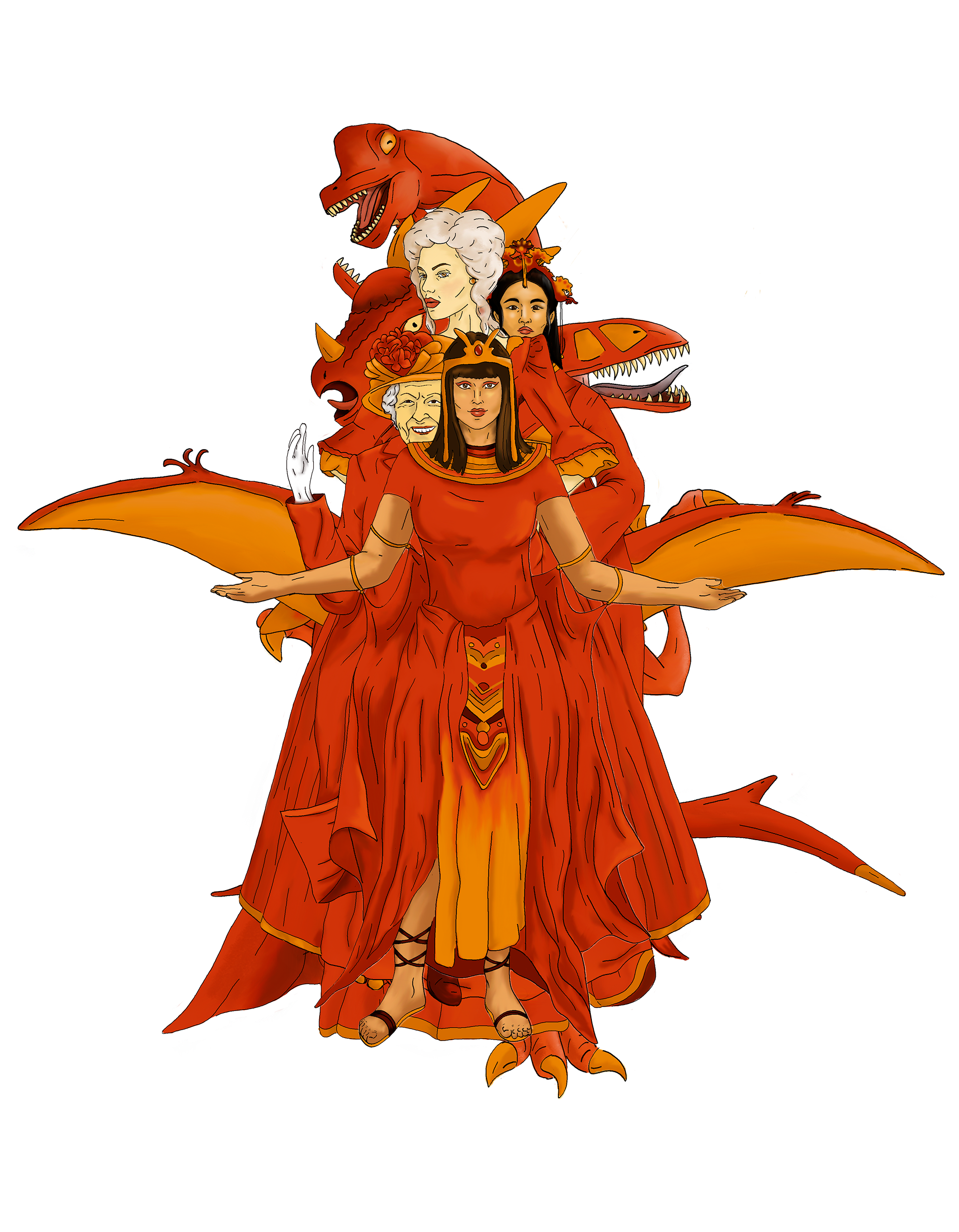 Mix and Match "Prinzessinnen und Dinosaurier" - digitale Illustration