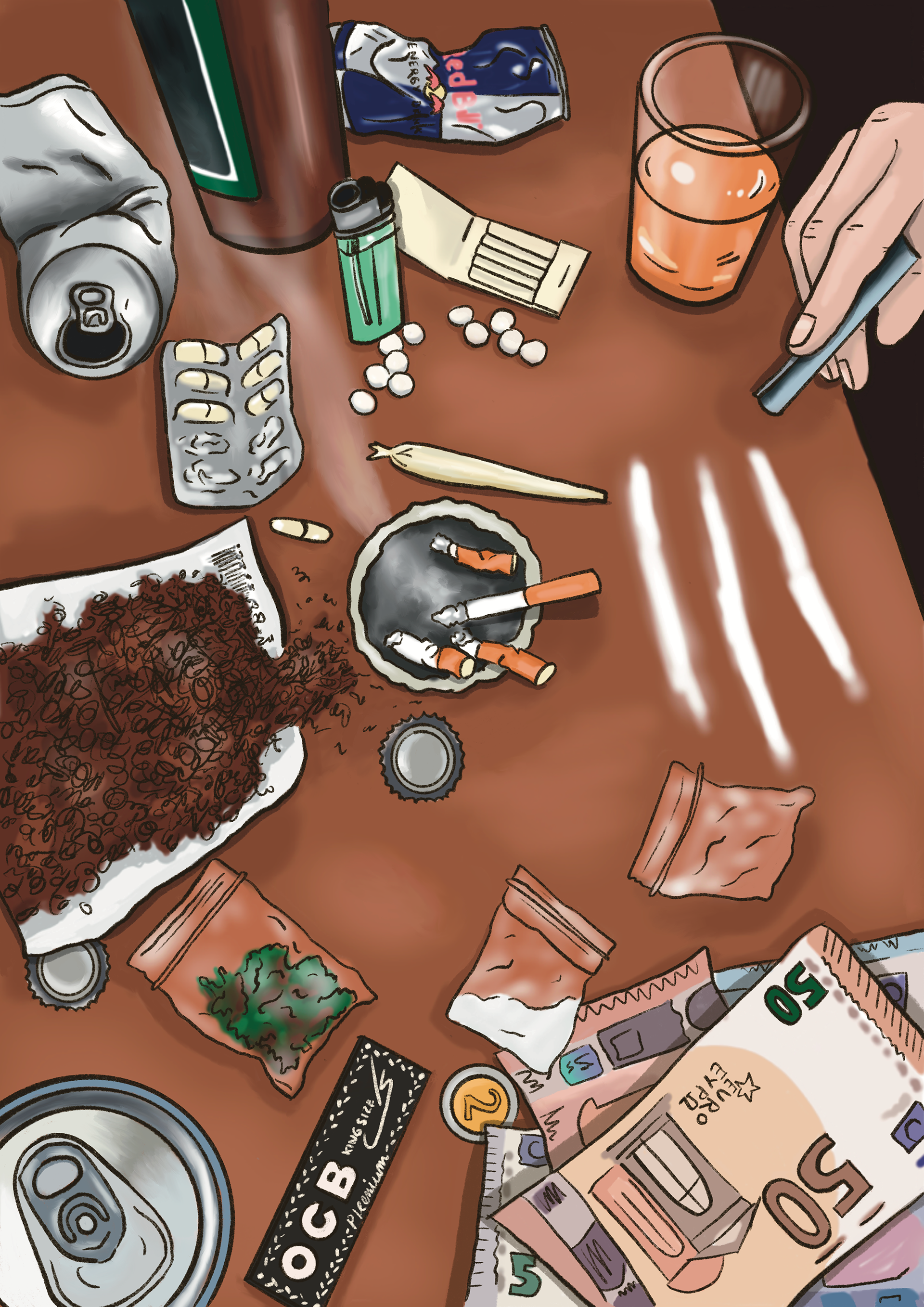 Drogentisch - digitale Illustration