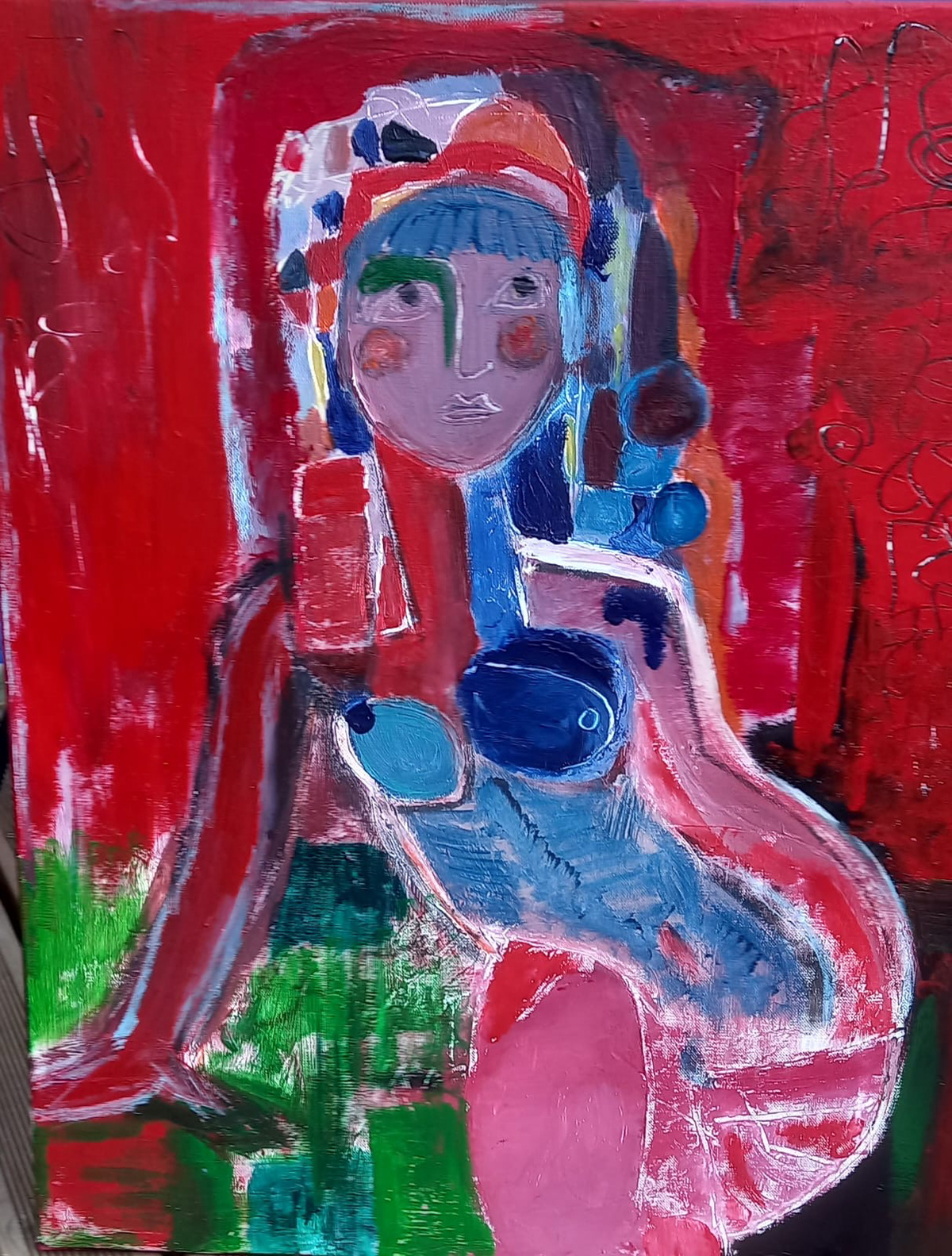 La jeune fille et le rouge 50x61