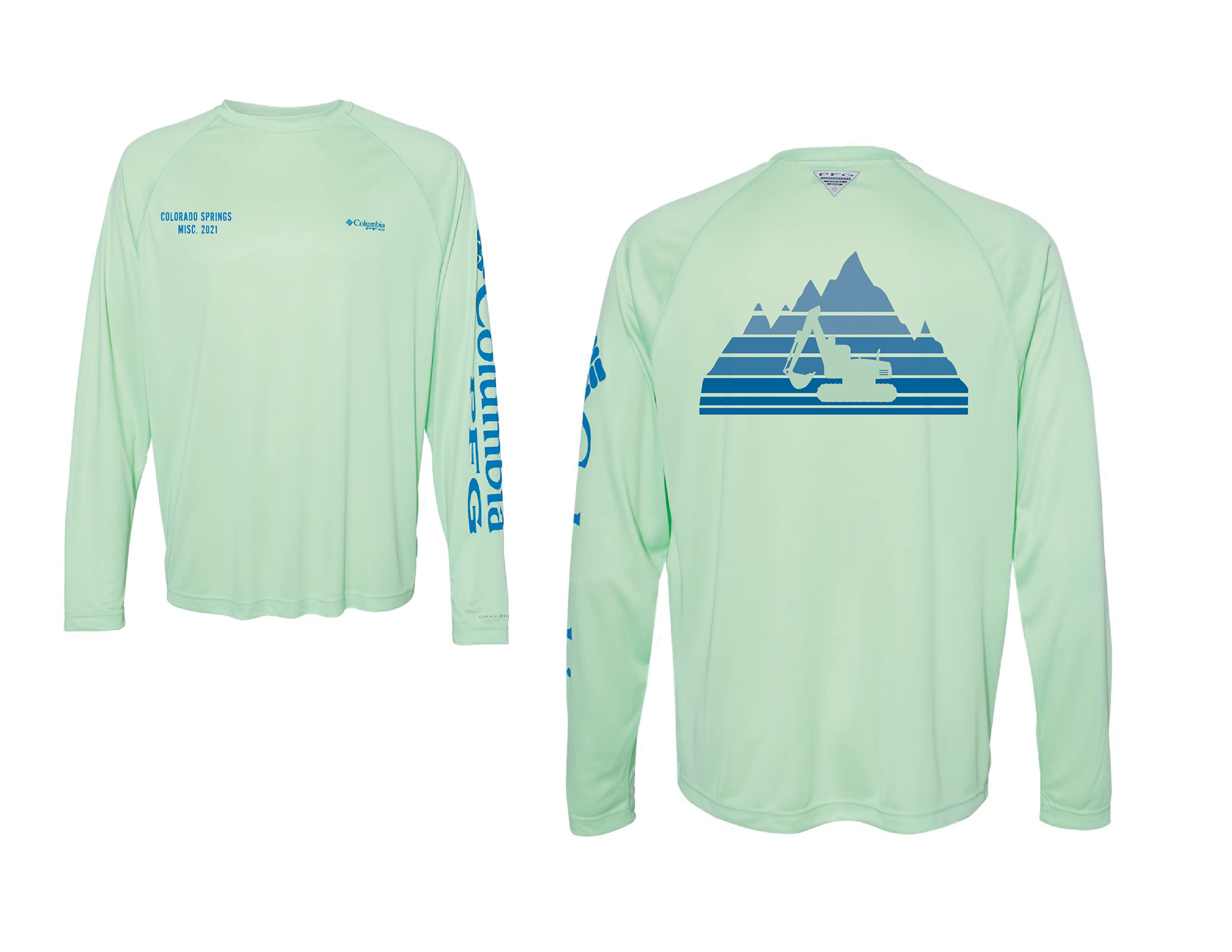 Mint Shirt with Blue Design 