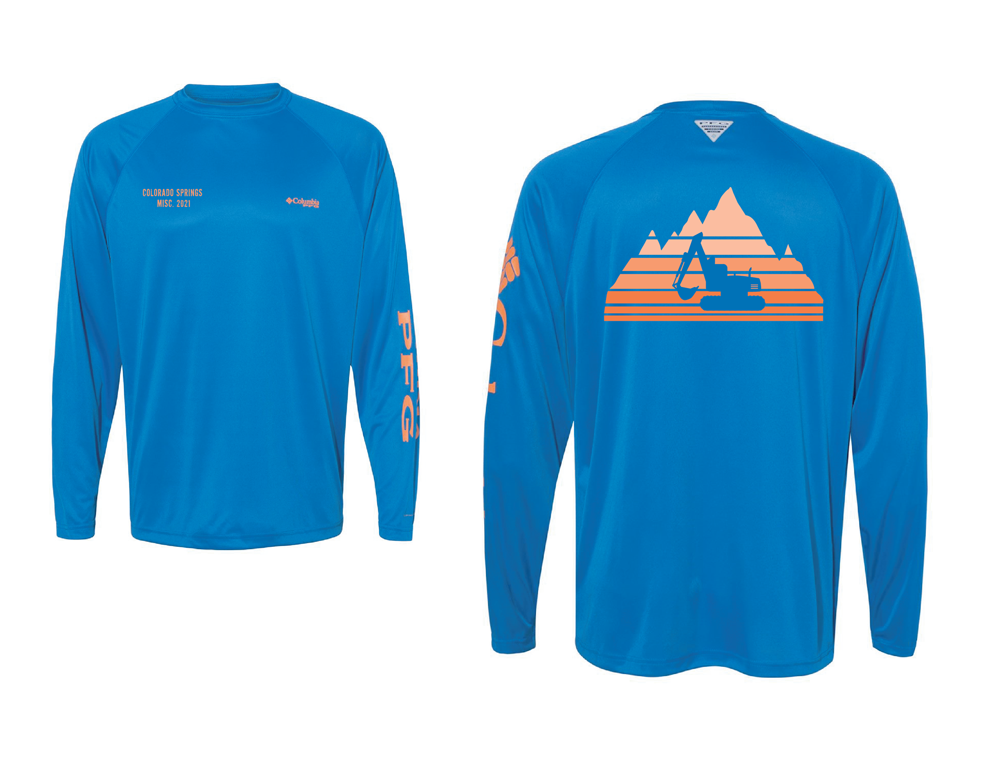 Blue Shirt with Orange Design