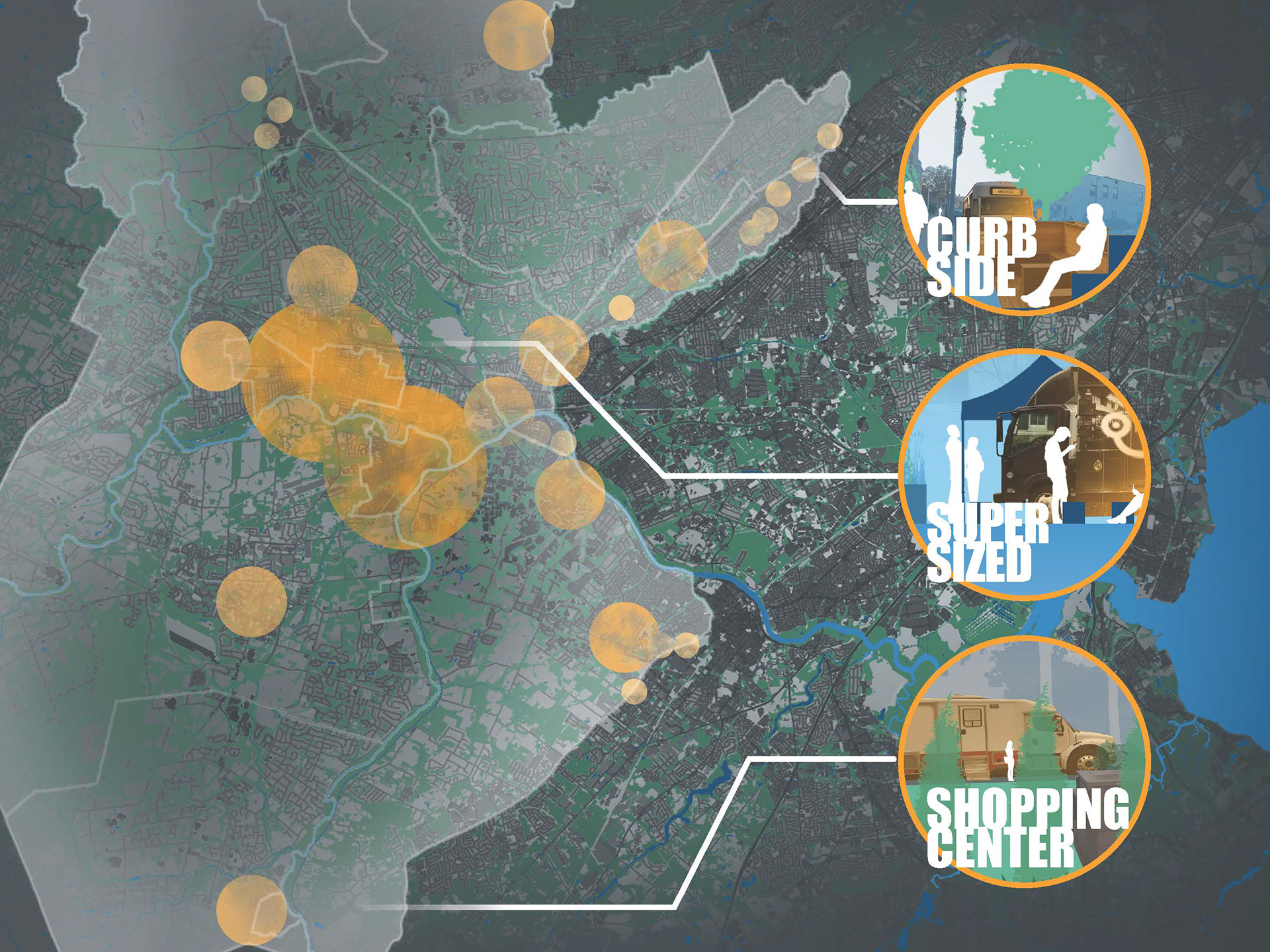 These designs are meant to drive home the point that mobile health services can be integrated into many sites around the county and can be scaled based on interest, available space, and commitment 