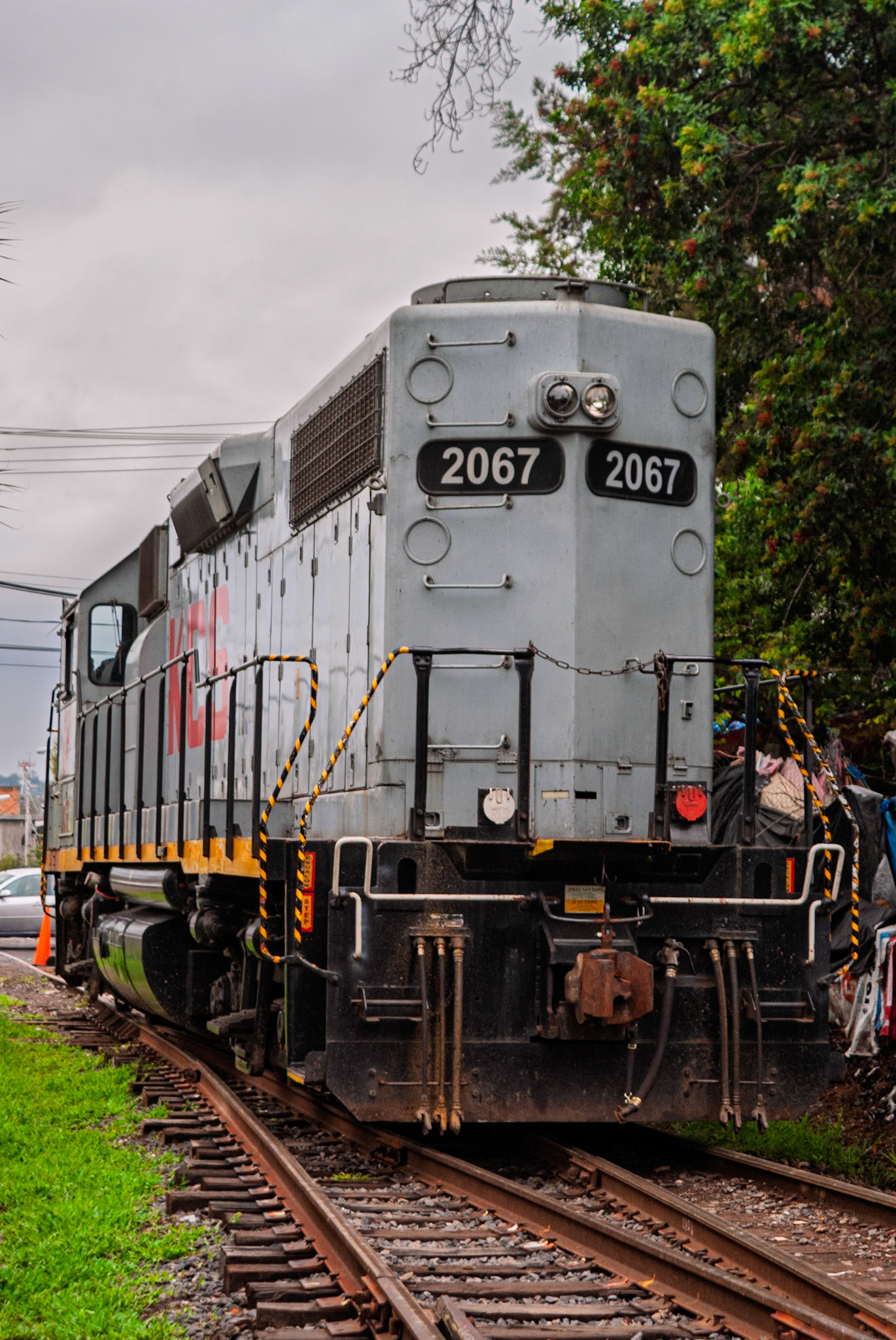 A locomotive that was passing by during a shoot