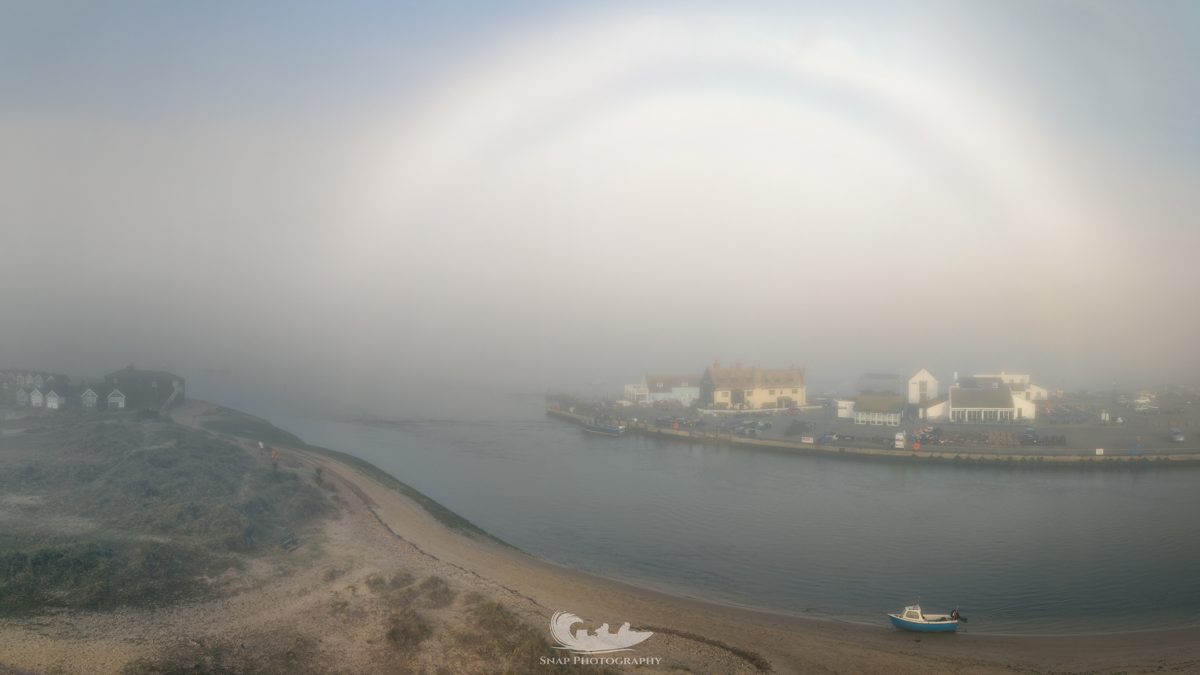 A fogbow over Mudeford Quay