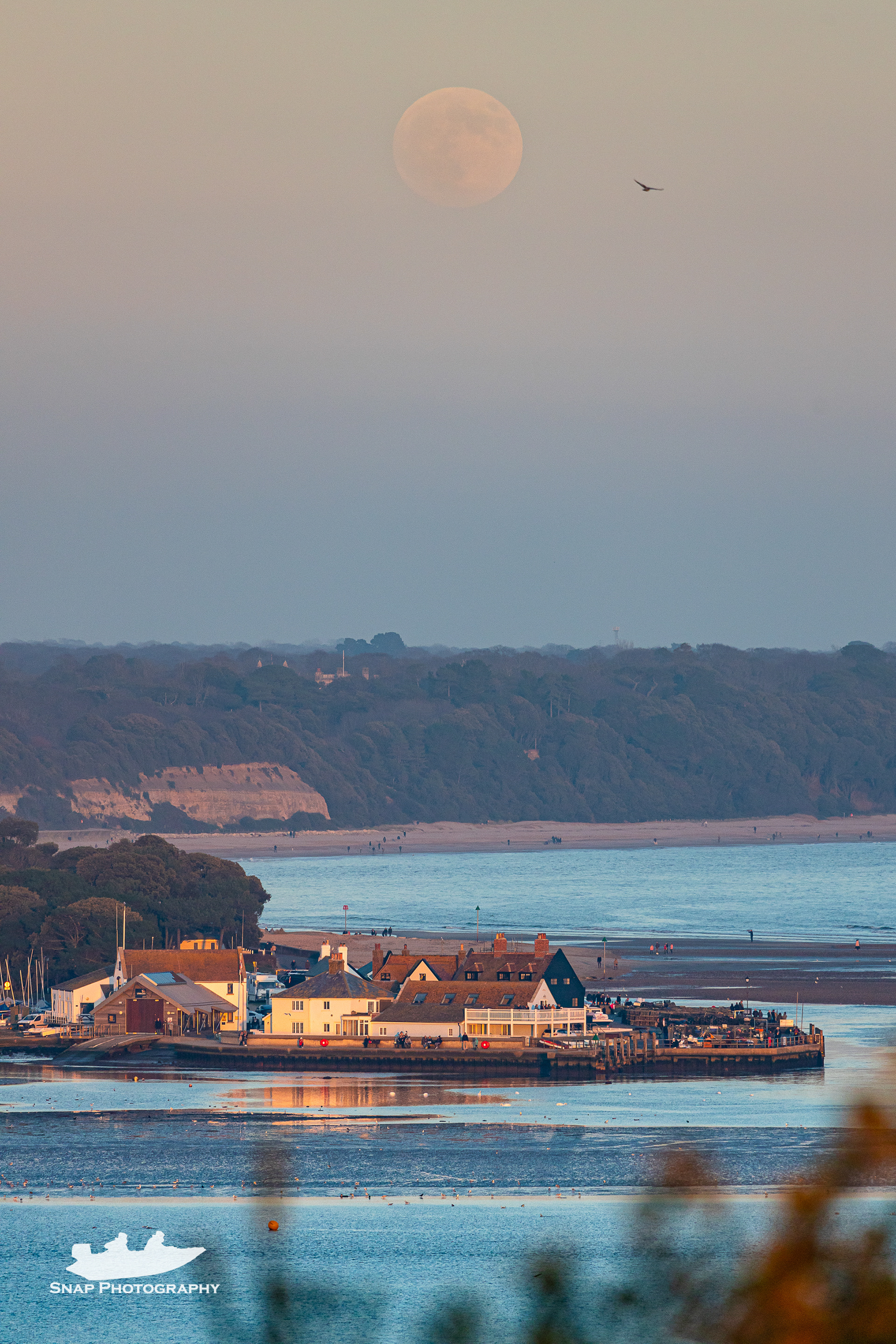 Moonrise over Mudeford Quay