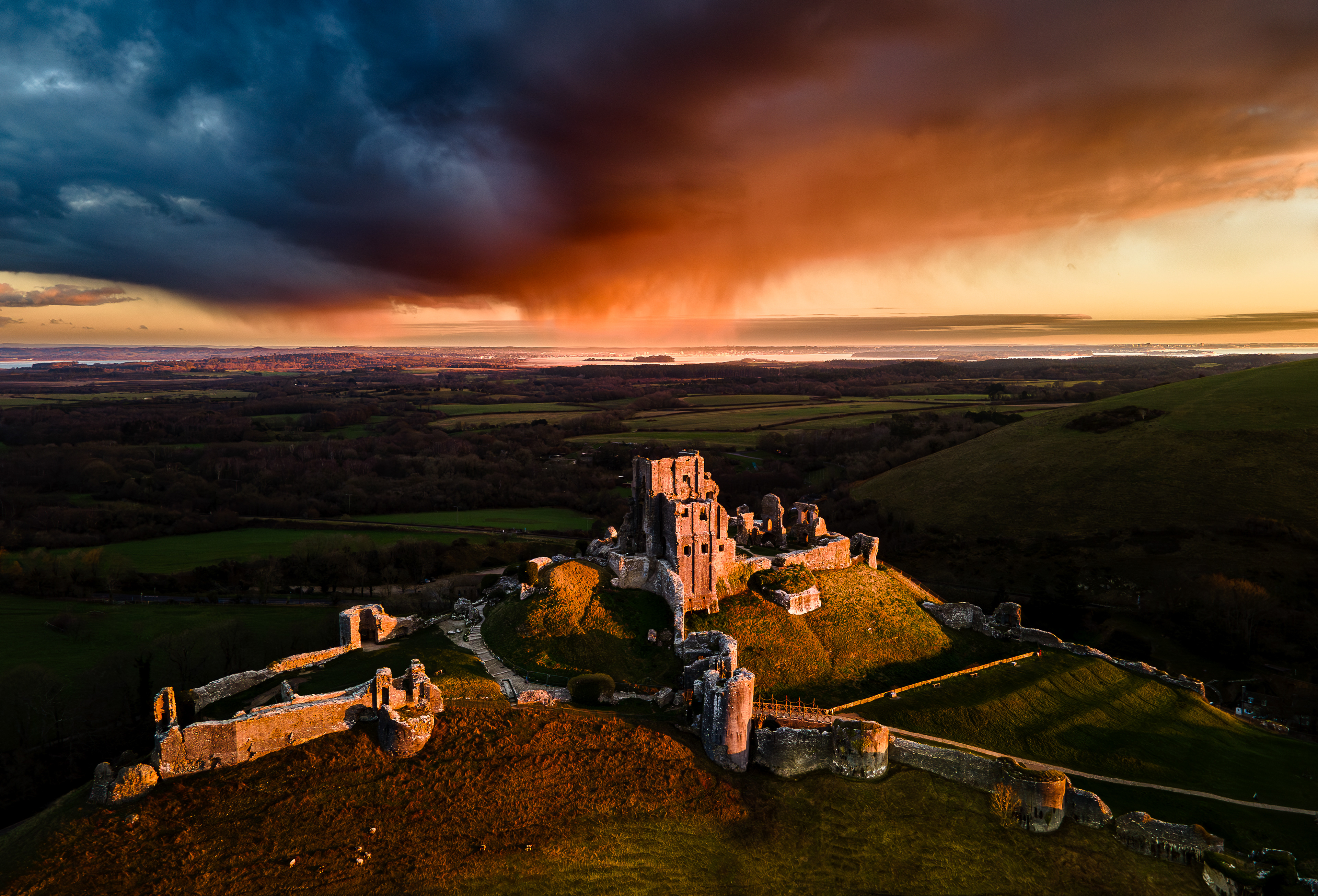 Corfe castle sunrise