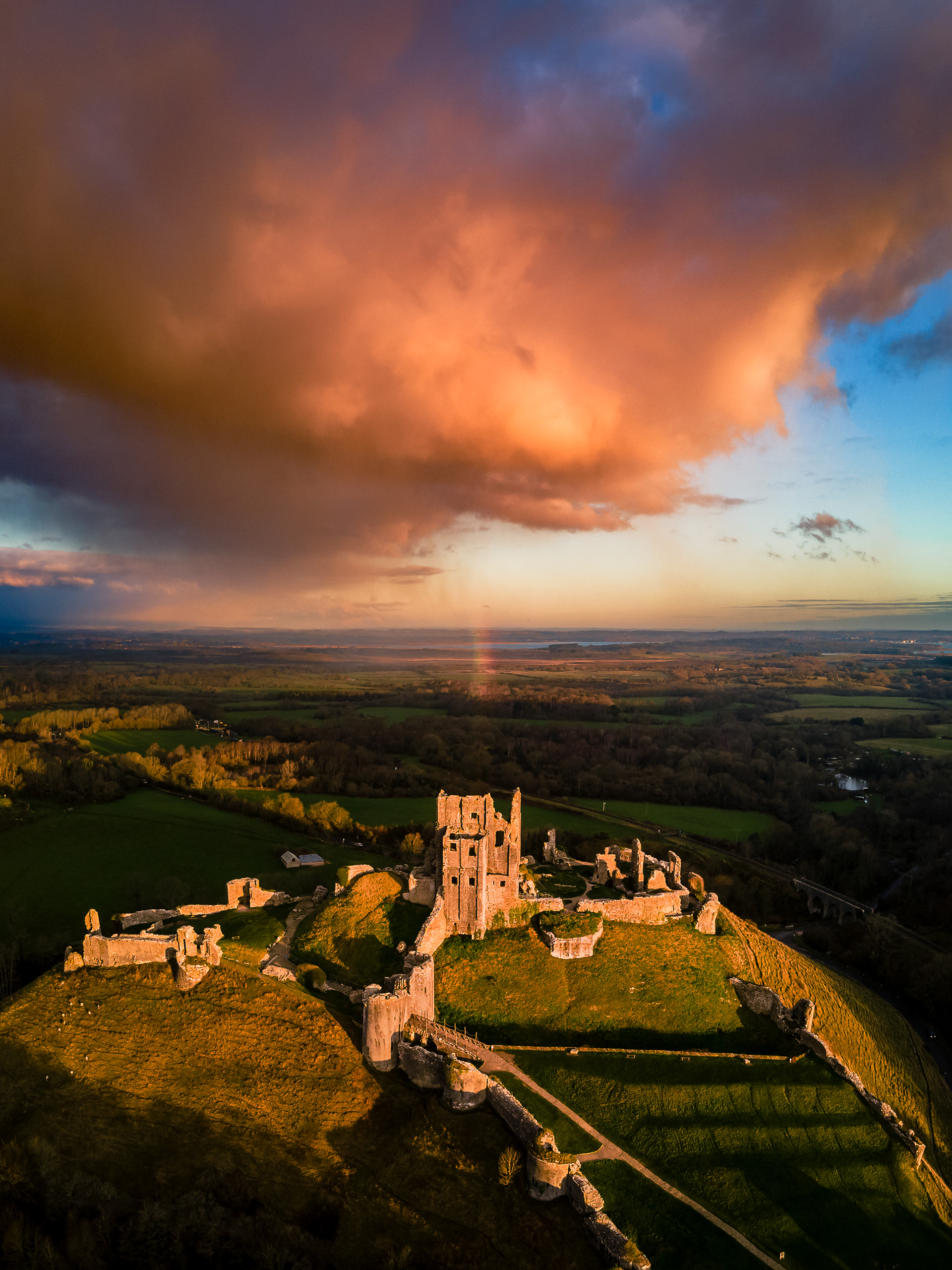 Corfe castle sunrise