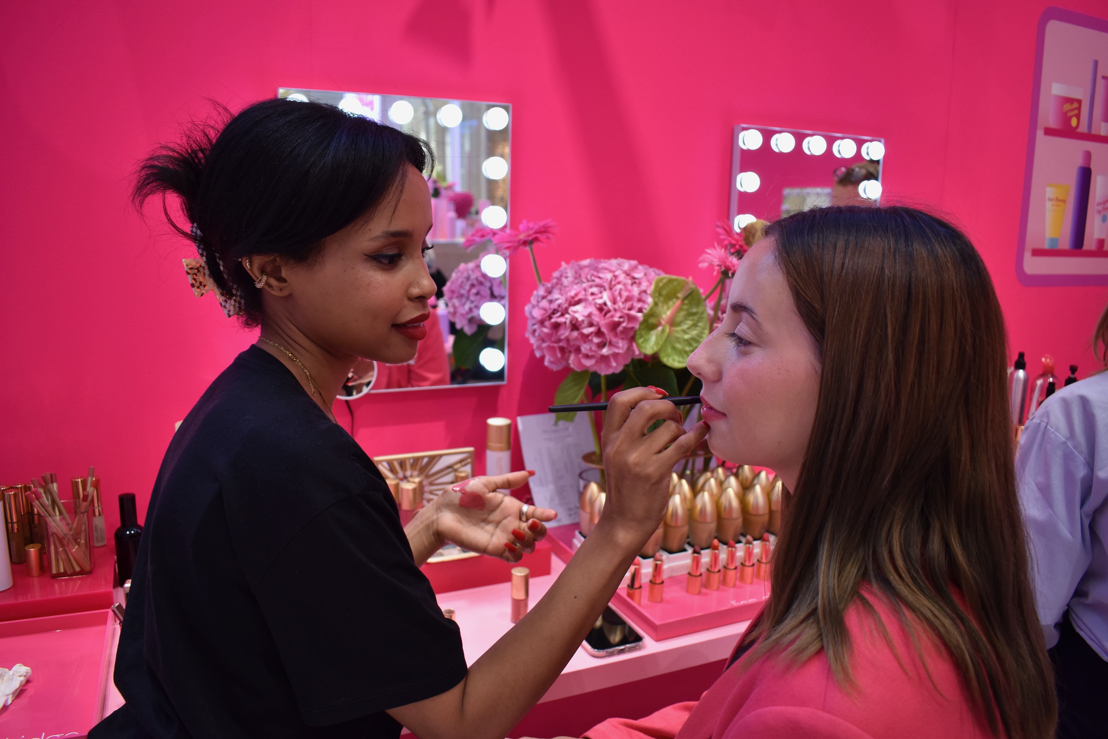 Mai having Lisa Eldridge's Barbie Makeover - Barbie pop-up at Selfridges