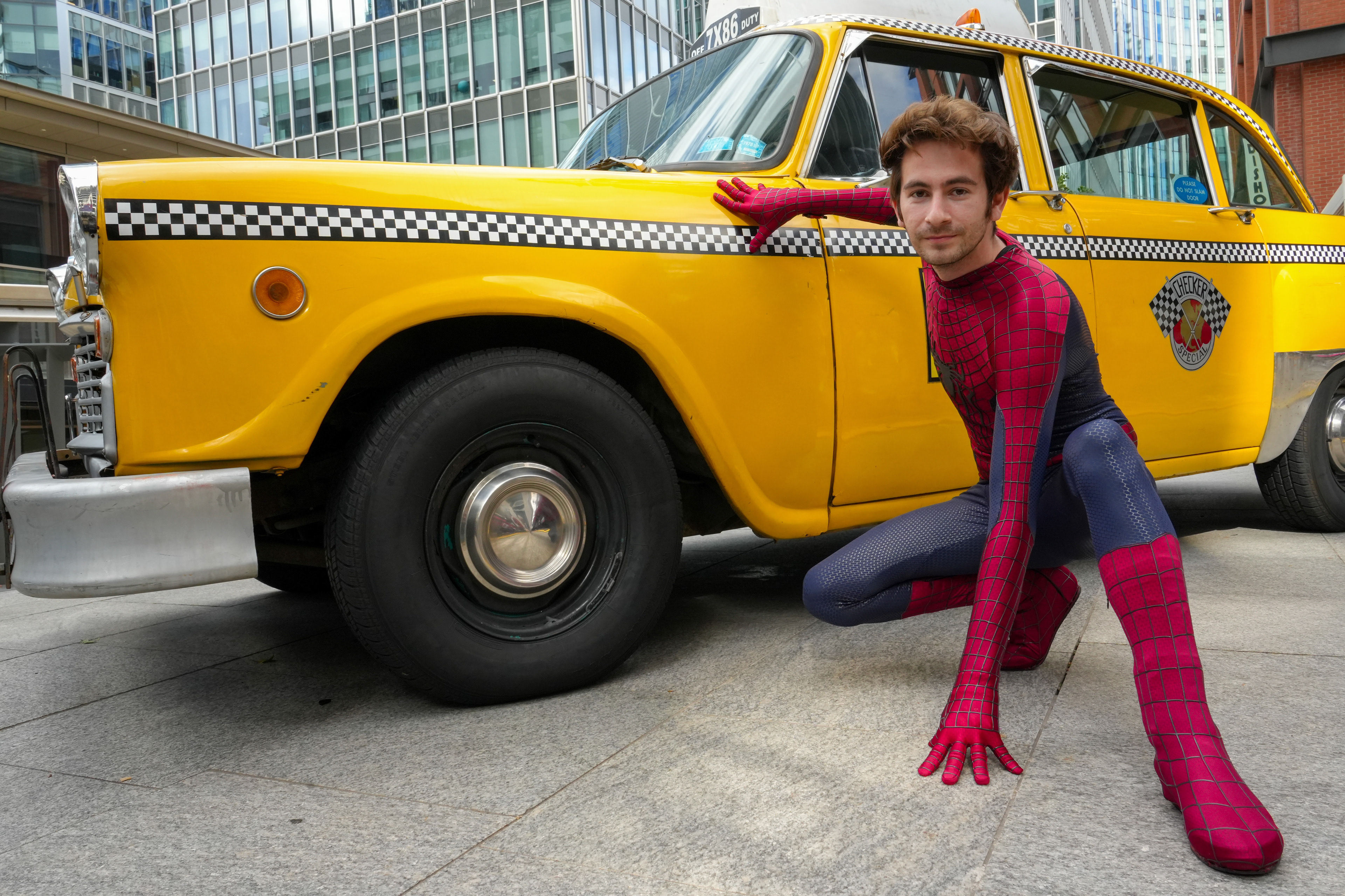 Spiderman at Canary Wharf's New York pop-up (IG @spideymyers)