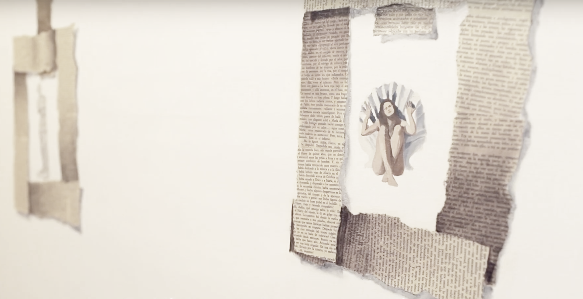 Detalle de un cuadro en el que aparece una venus rodeada de un cuadrado hecho con tiras de papel