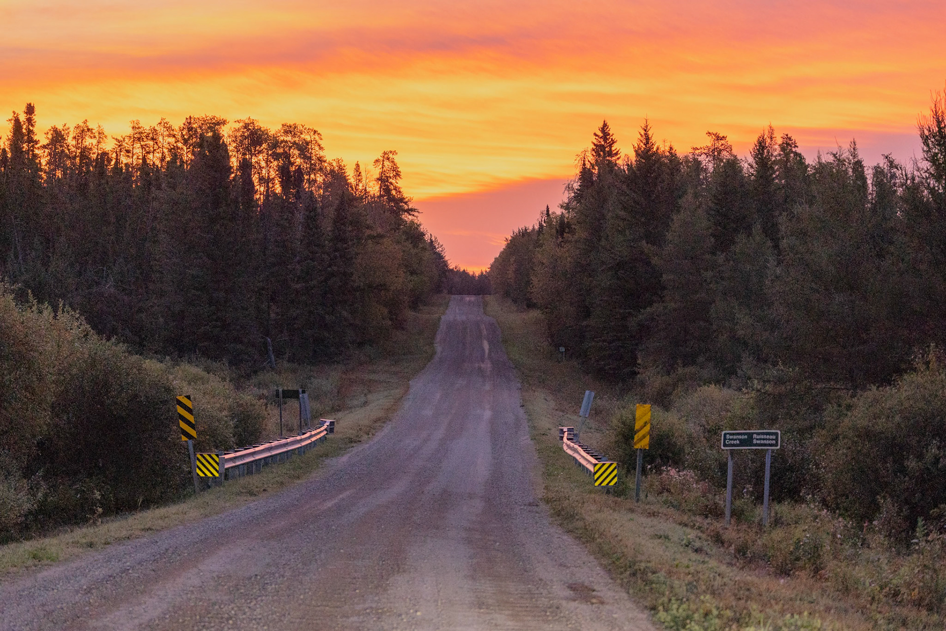 Highway 19 trunk road to east gate sunrise