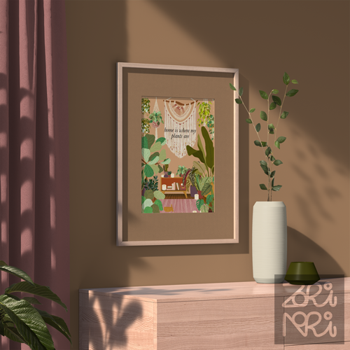 Home is Where My Plants Are: Yoga Room Illustration
