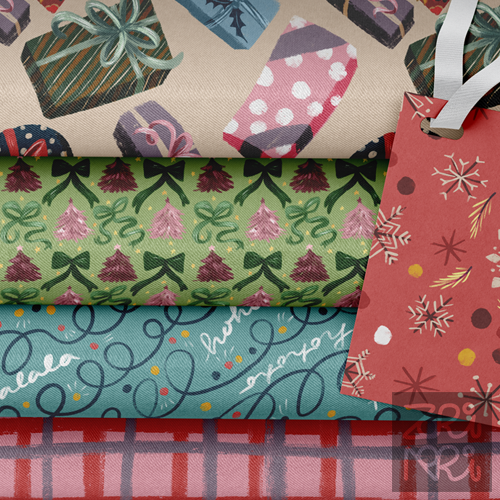Holiday Treasure Trove Fabric Rolls & Gift Tag