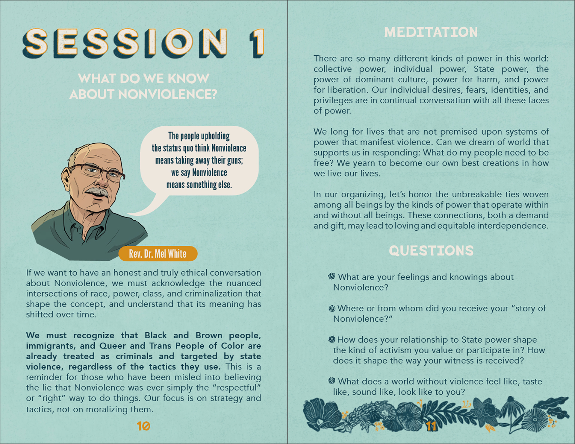 interior pages, main text: chapter/"session" layout