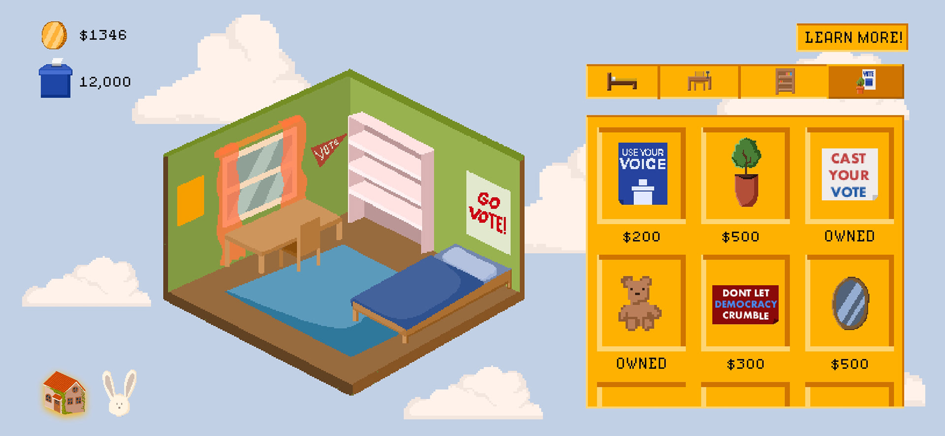 Customization Screen for Harey's Home