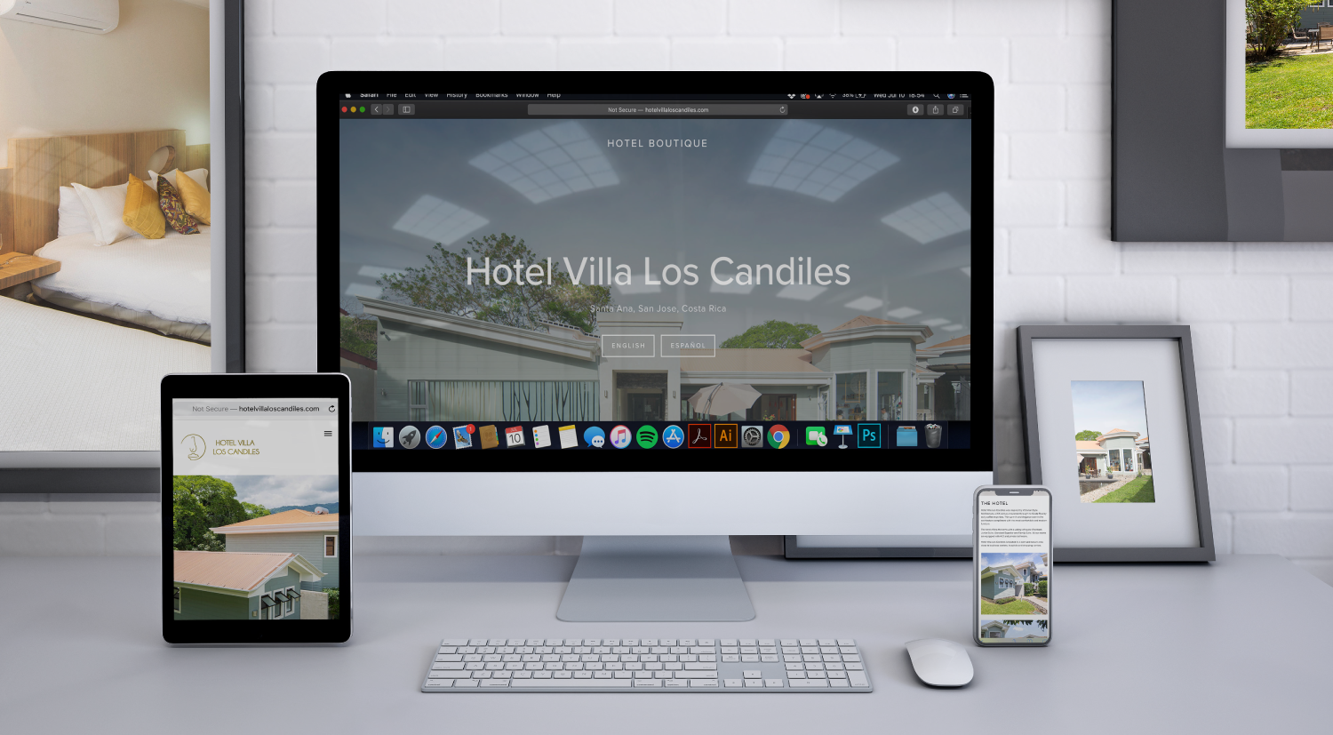 Web design and development for a boutique hotel, Hotel Villa Los Candiles in San Jose, Costa Rica.