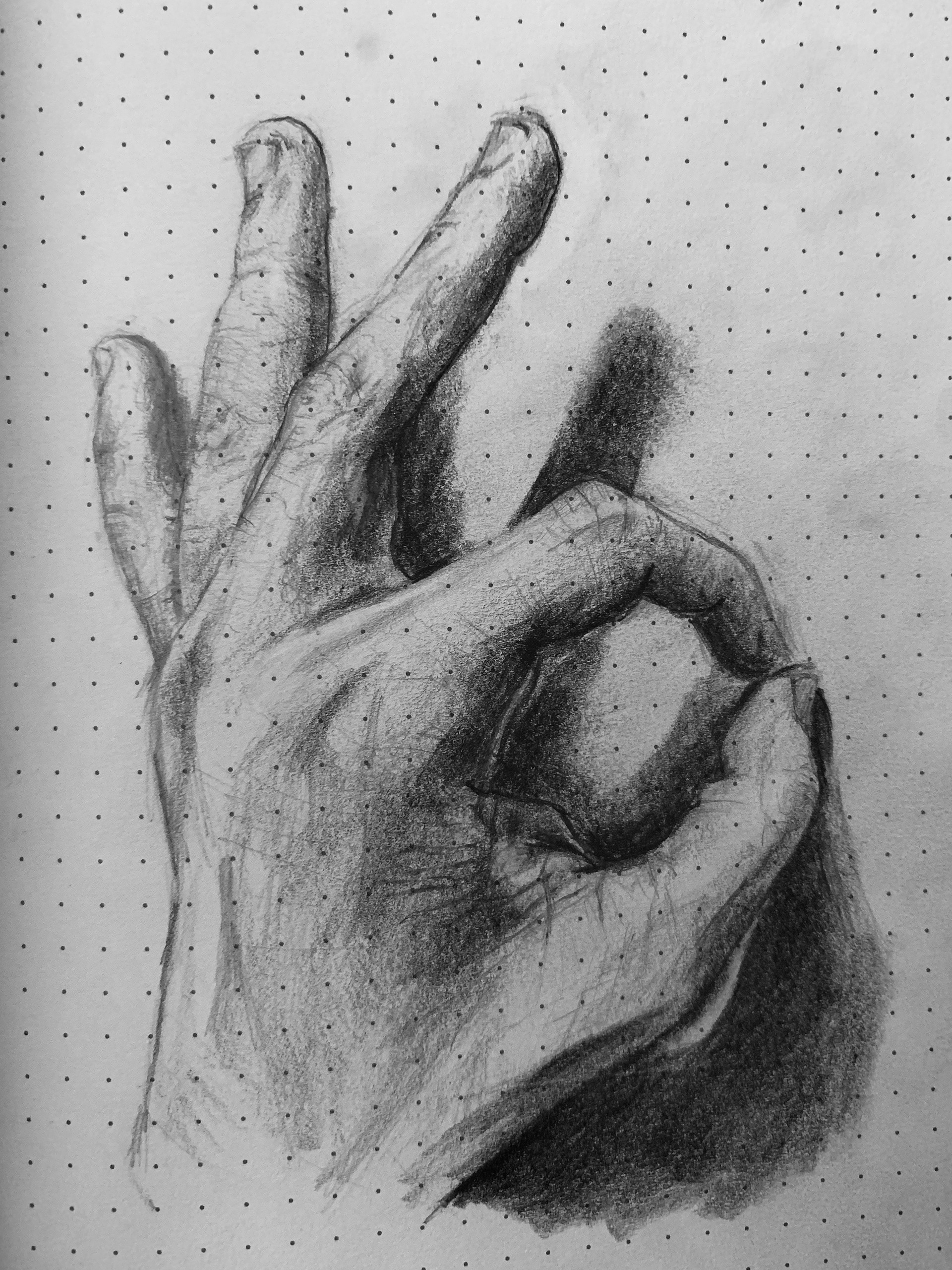 Study of a hand. Used Graphite: 4B & 7B (No blending tools)