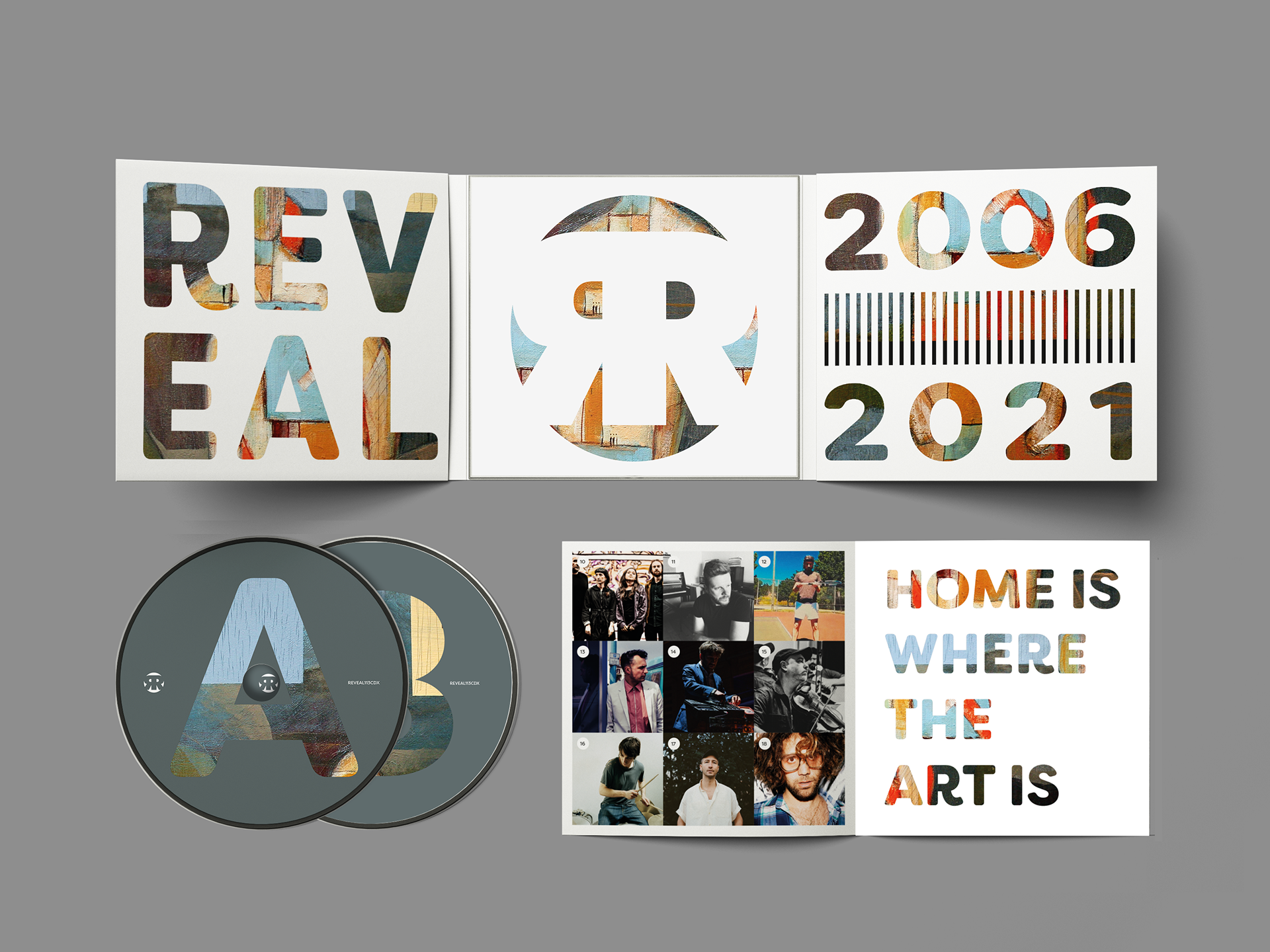 Reveal Records 15 years CD artwork and design