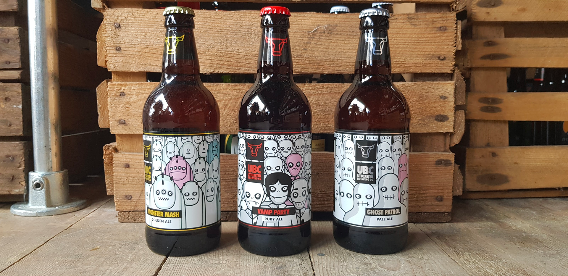 UBC beer bottle range illustration and design