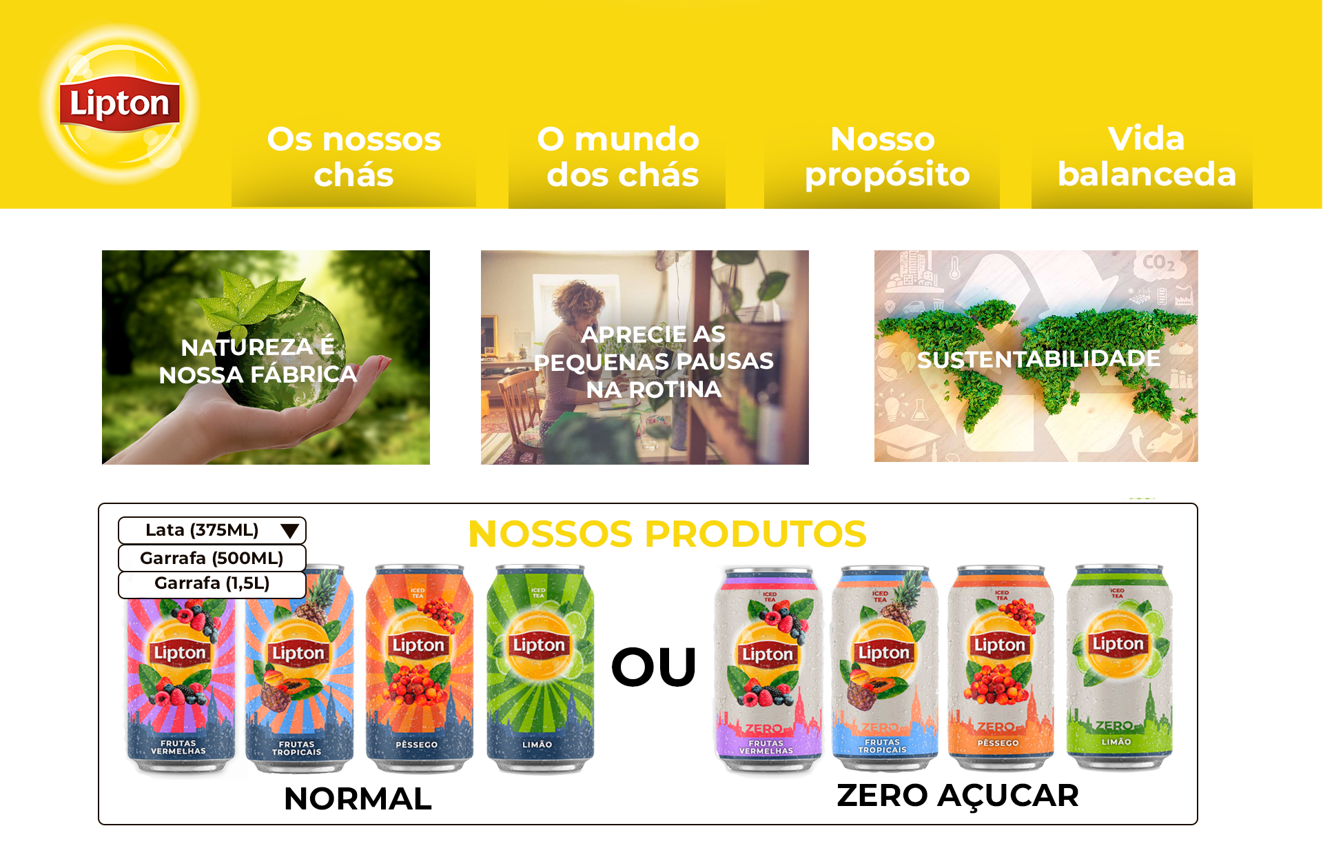 Protótipo do site proposto para a Lipton