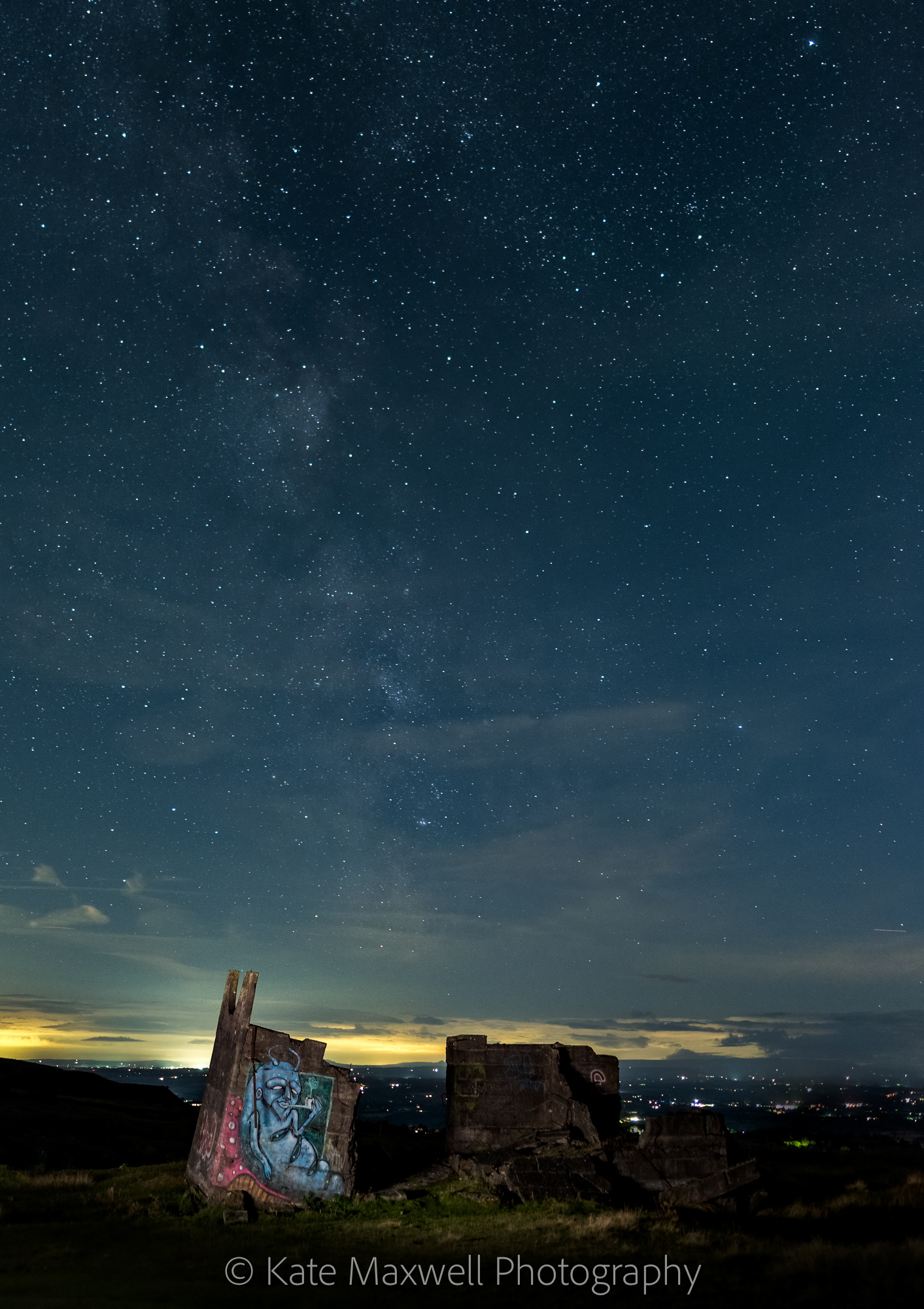 Milky Way over Titterstone quarry ruins