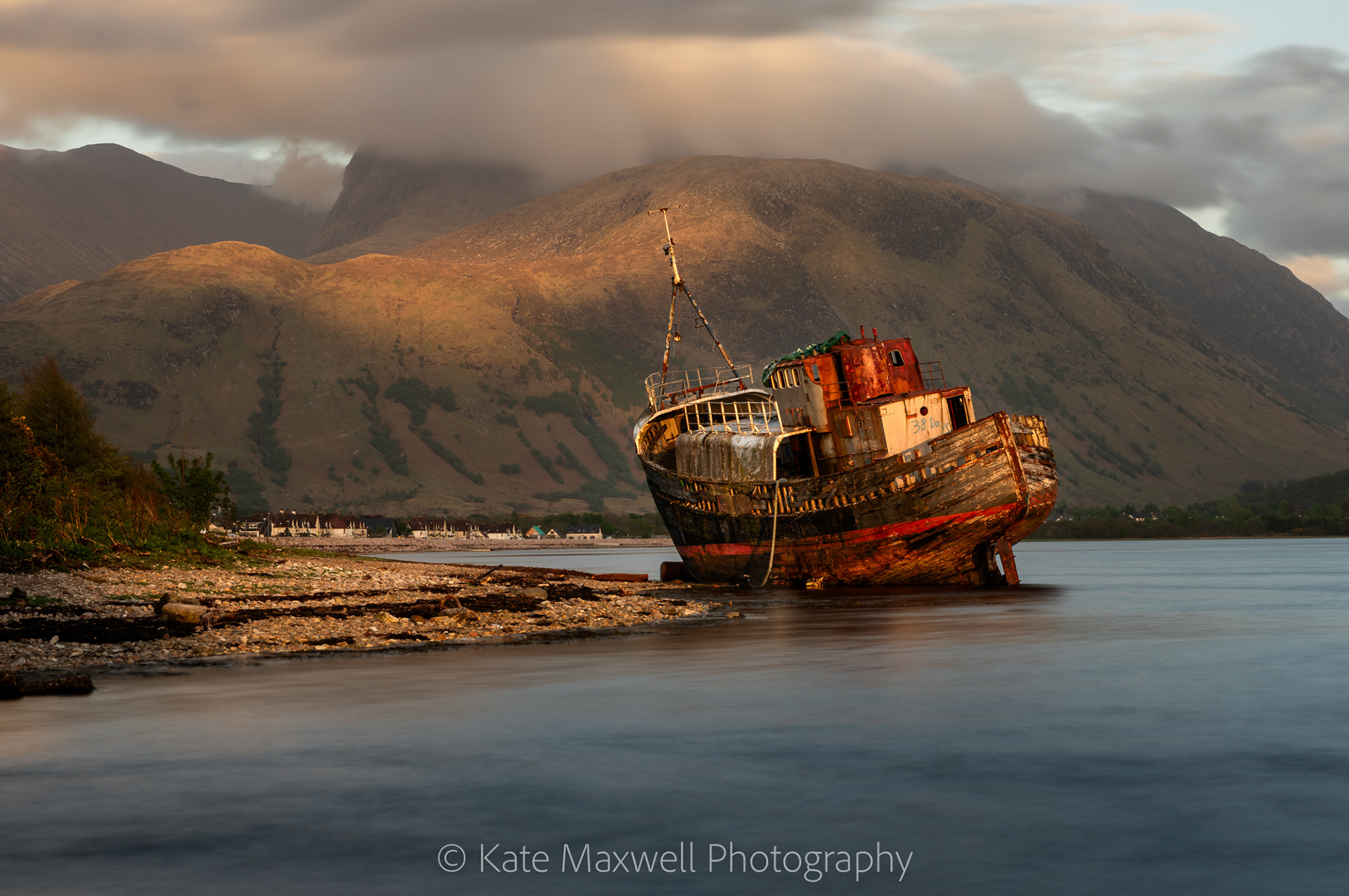 Wreck at Corpach under Ben Nevis