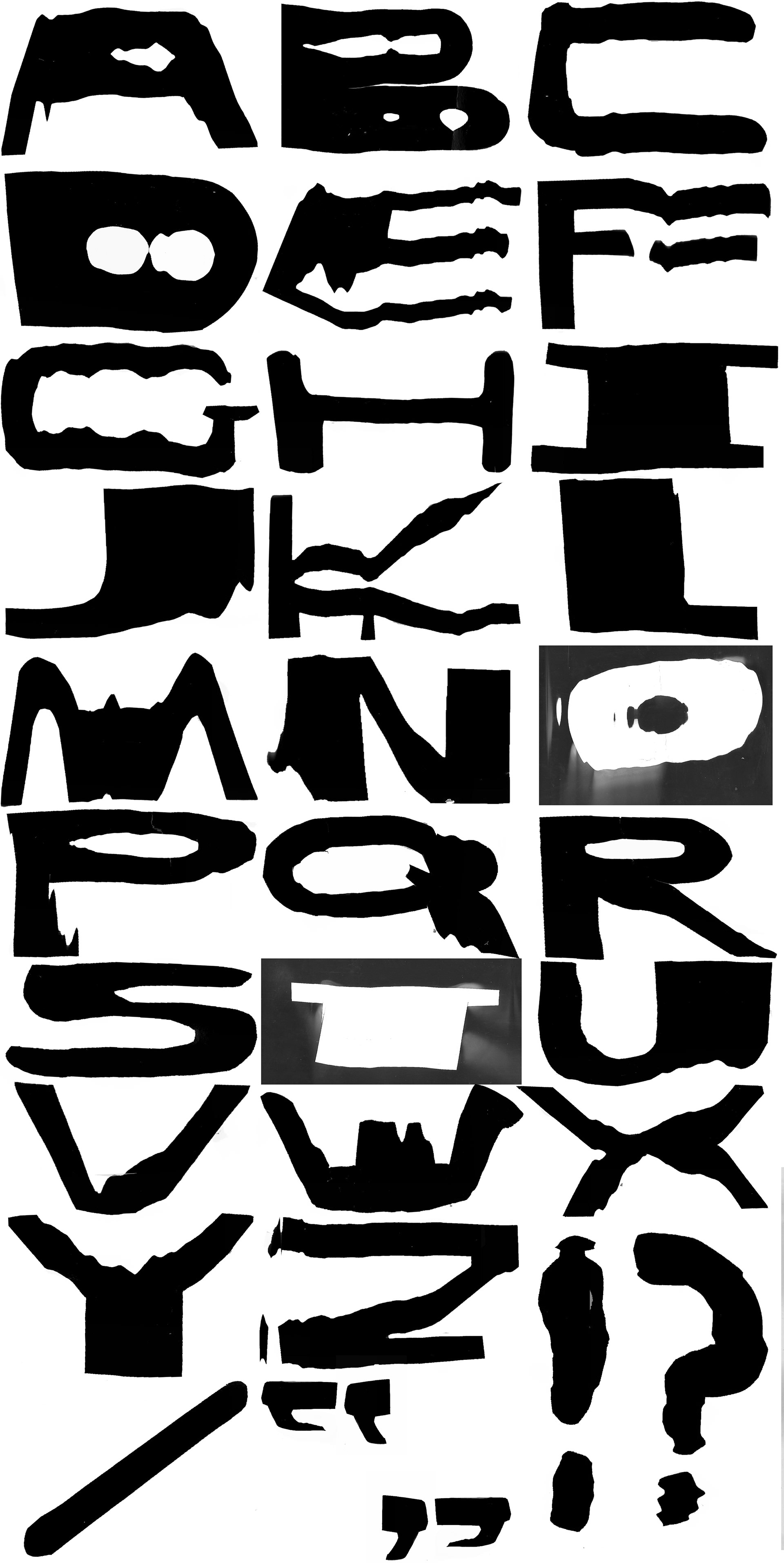 Type Design using cut up letters and manipulating them through a scanner.