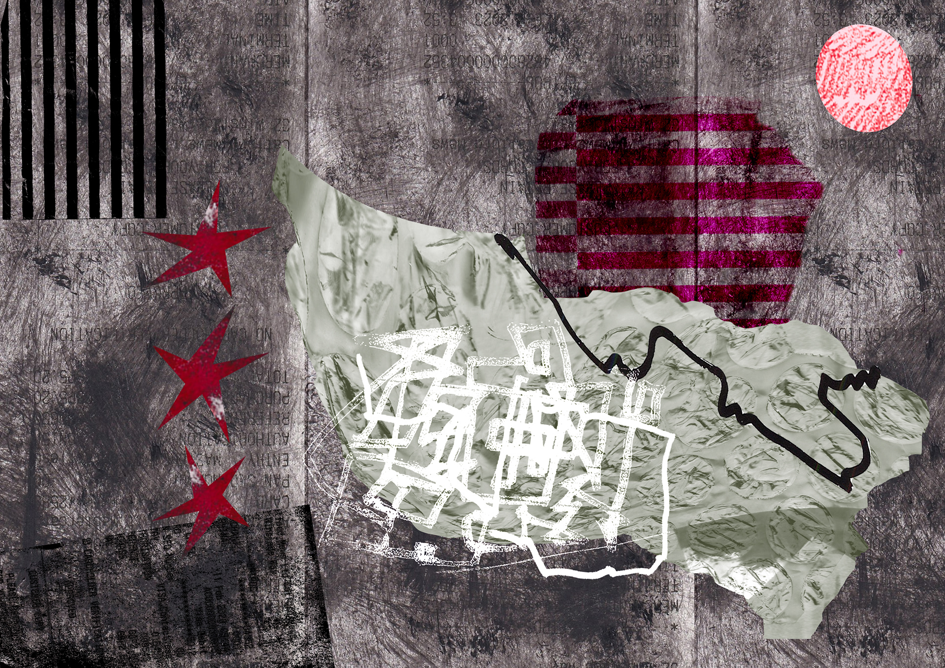 5/5 - Series "Flags for a distant land" Using scans and textures from collecting scraps, to create new flags for somewhere that doesn't exit. Composition playing.