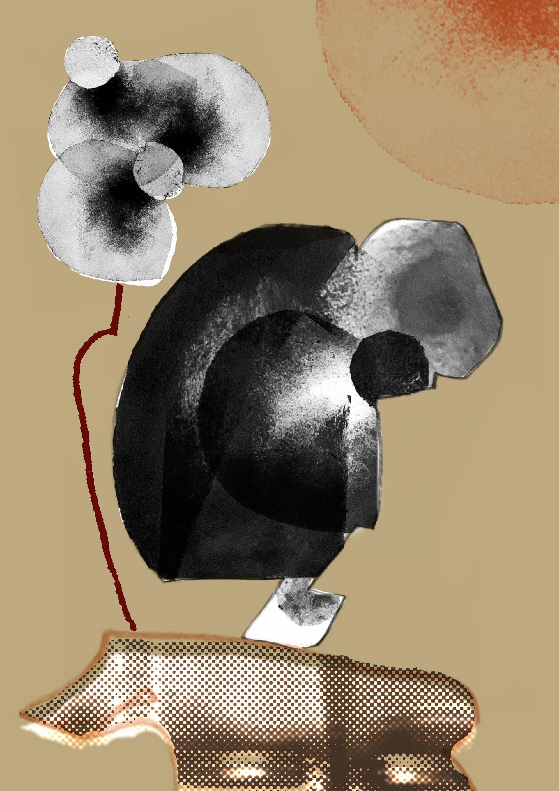 "Crouch" Illustration for loneliness epidemic imagined in a utopian world - 2024.