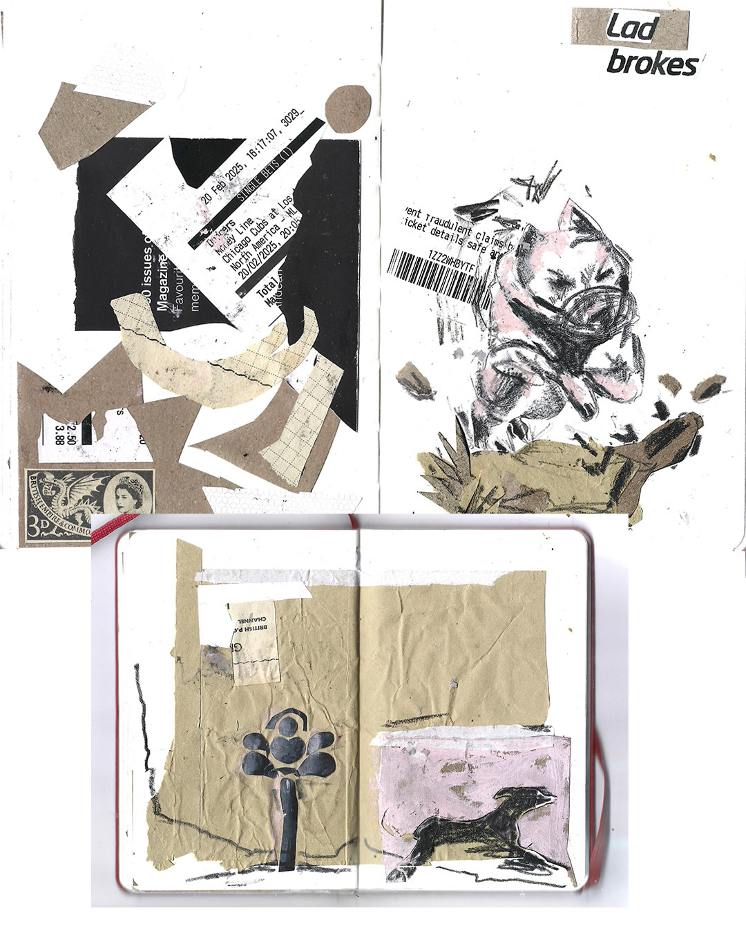 Sketchbook page process for 'When the Fun Stops'