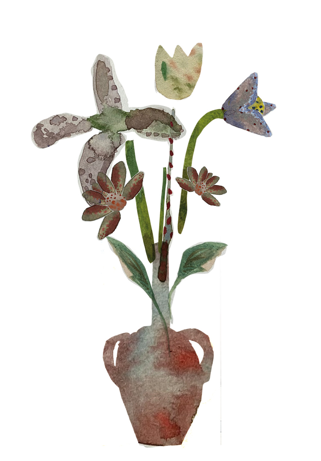 Editorial Illustration Watercolour collage 'Study for Flowers'