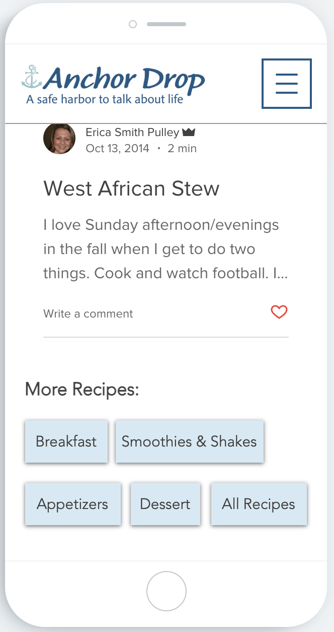 Bottom of recipe subcategory page