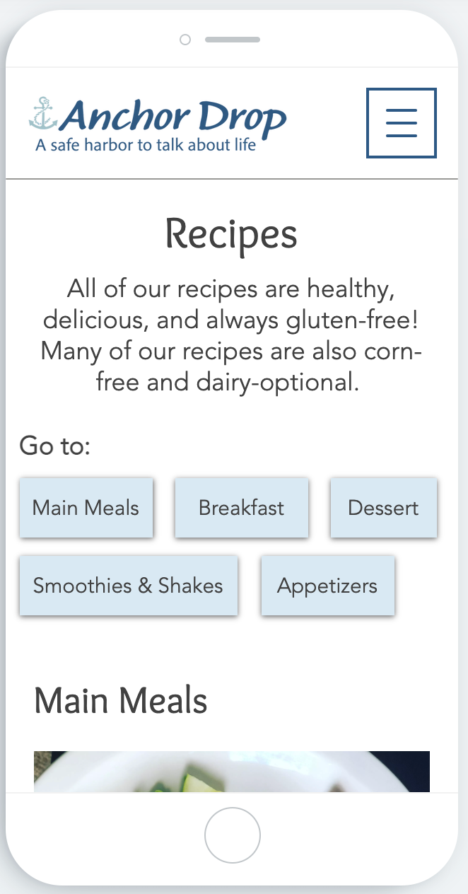 Recipes page