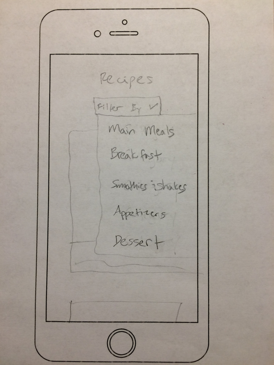 Recipes page design #1 dropdown menu