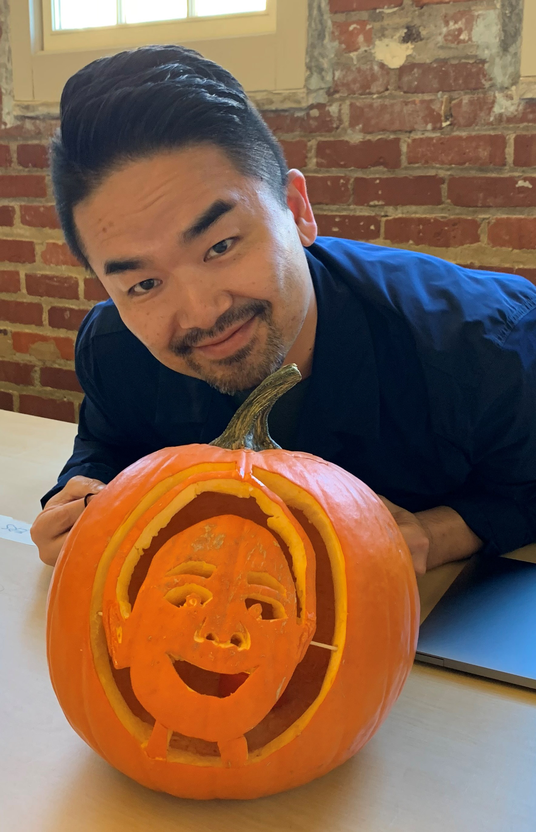I was paid $30 by a student to carve this pumpkin of Prof. Ra