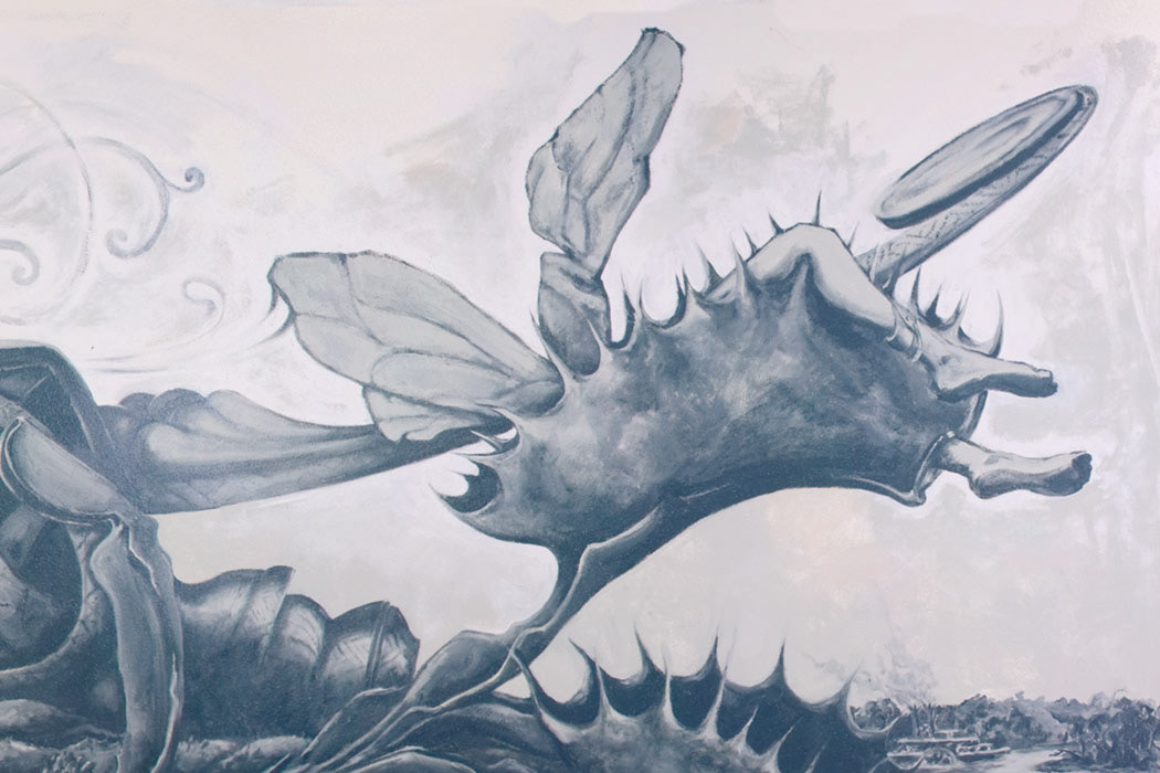 Gatis Cirulis, artist, mural, blue, horse, oak, disc golf, chess, cook