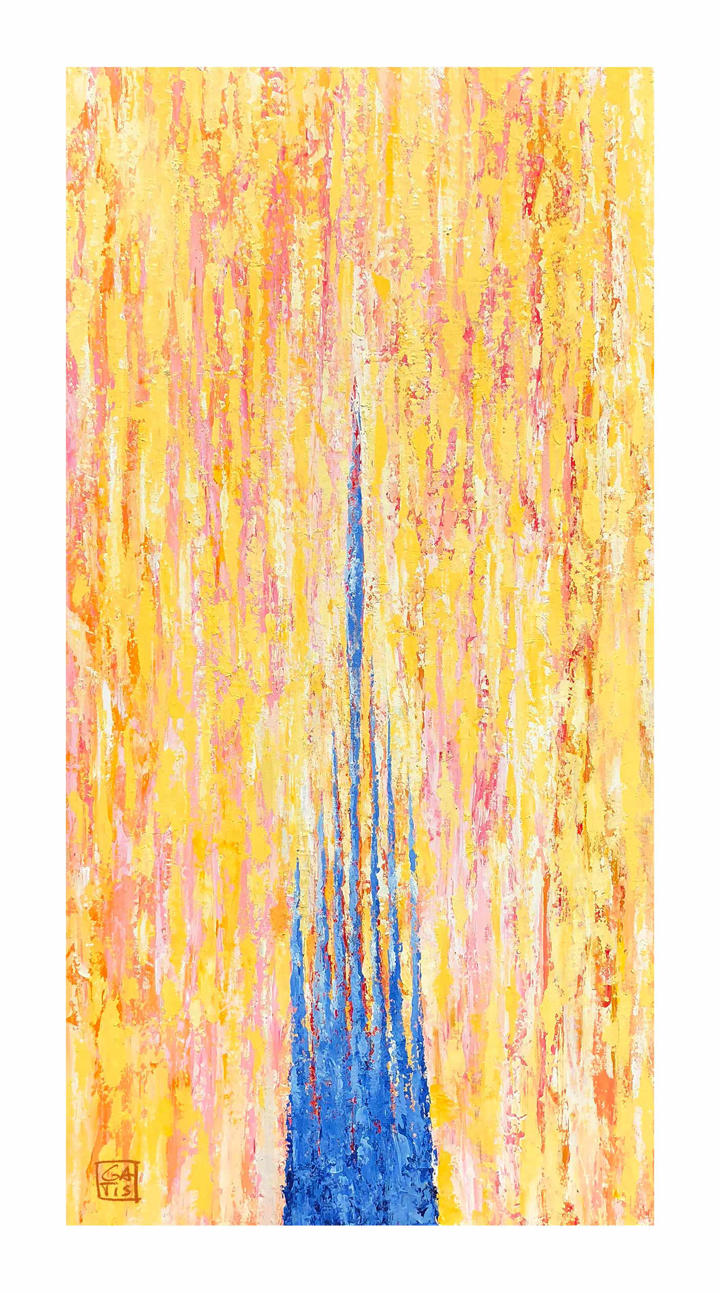 castle of light, Gatis Cirulis, paining, abstract, yellow, texture,  large acrylic art