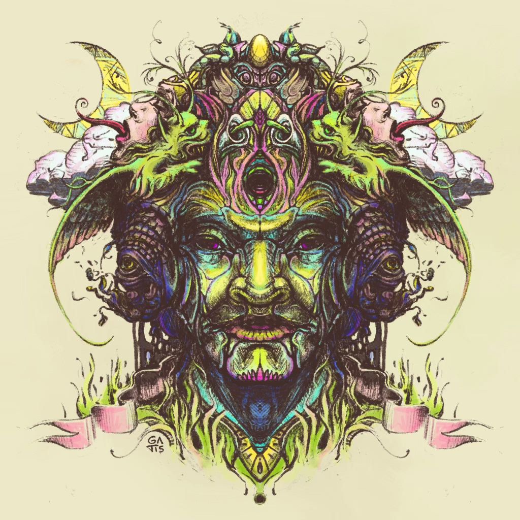 Gatis Cirulis, Artist, Clouds, Moon, Face, Magical, Creature, Mystery,