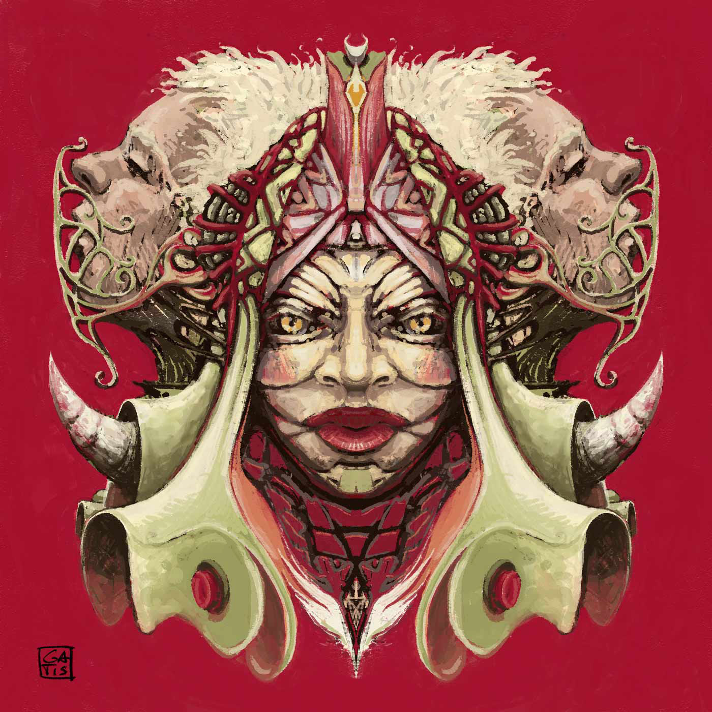 Player 1, Gatis Cirulis, art, painting, portrait, magical, surreal, fencing, worrier, blond, game, moon