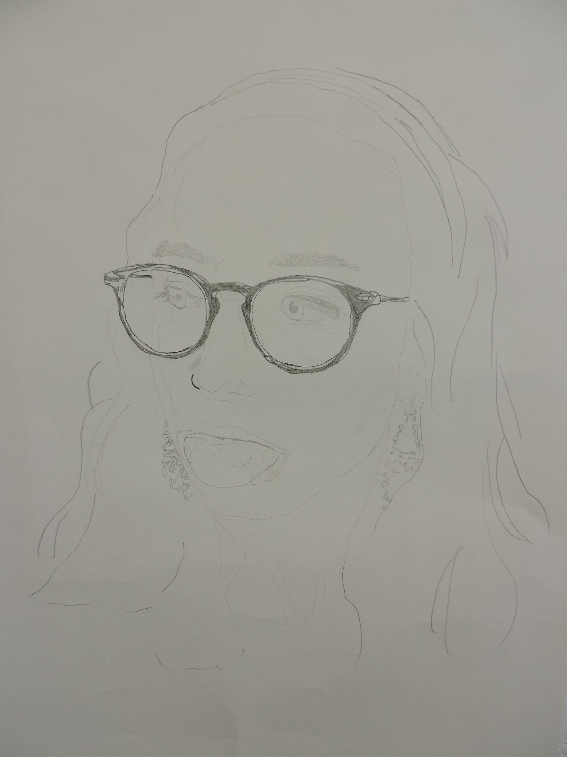 Self-portrait in line contour. Pencil on Paper September 26th 2017